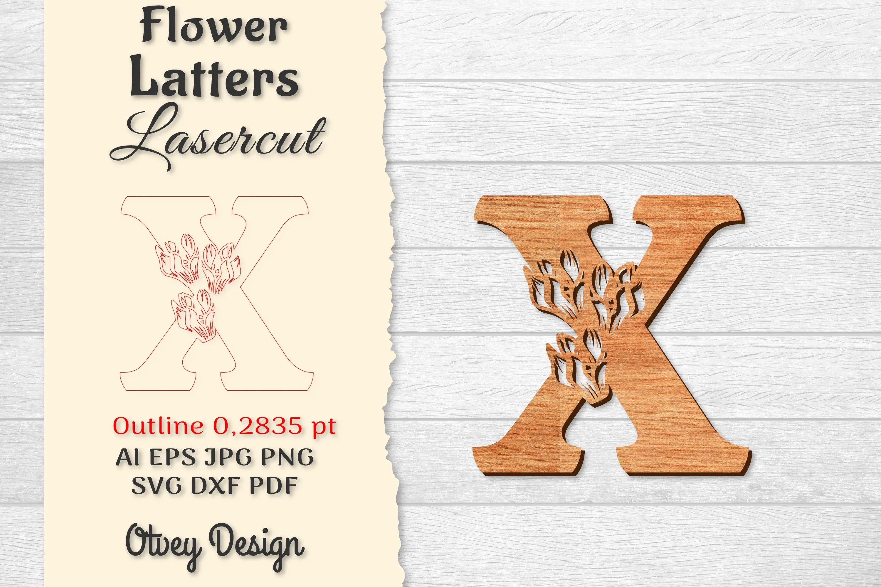 Flower Letters Laser Cut SVG Bundle