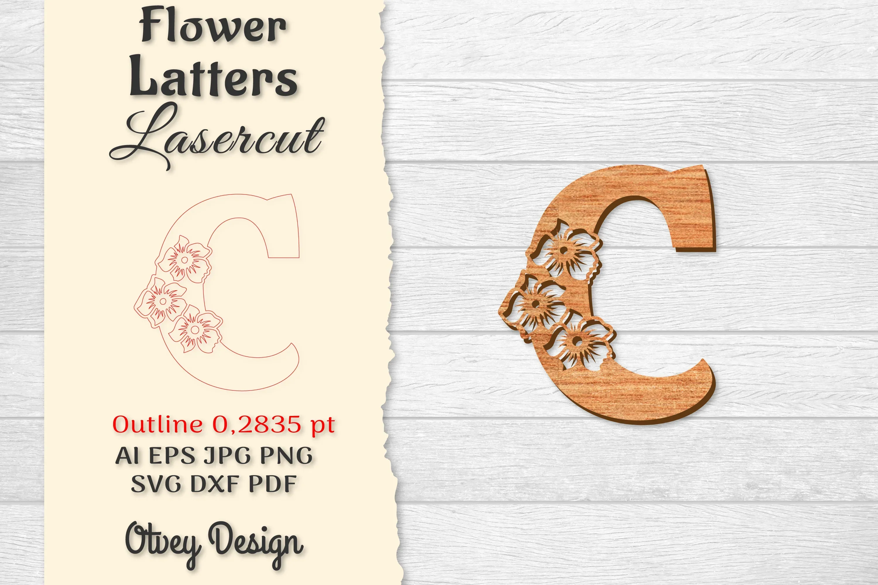 Flower Letters Laser Cut SVG Bundle