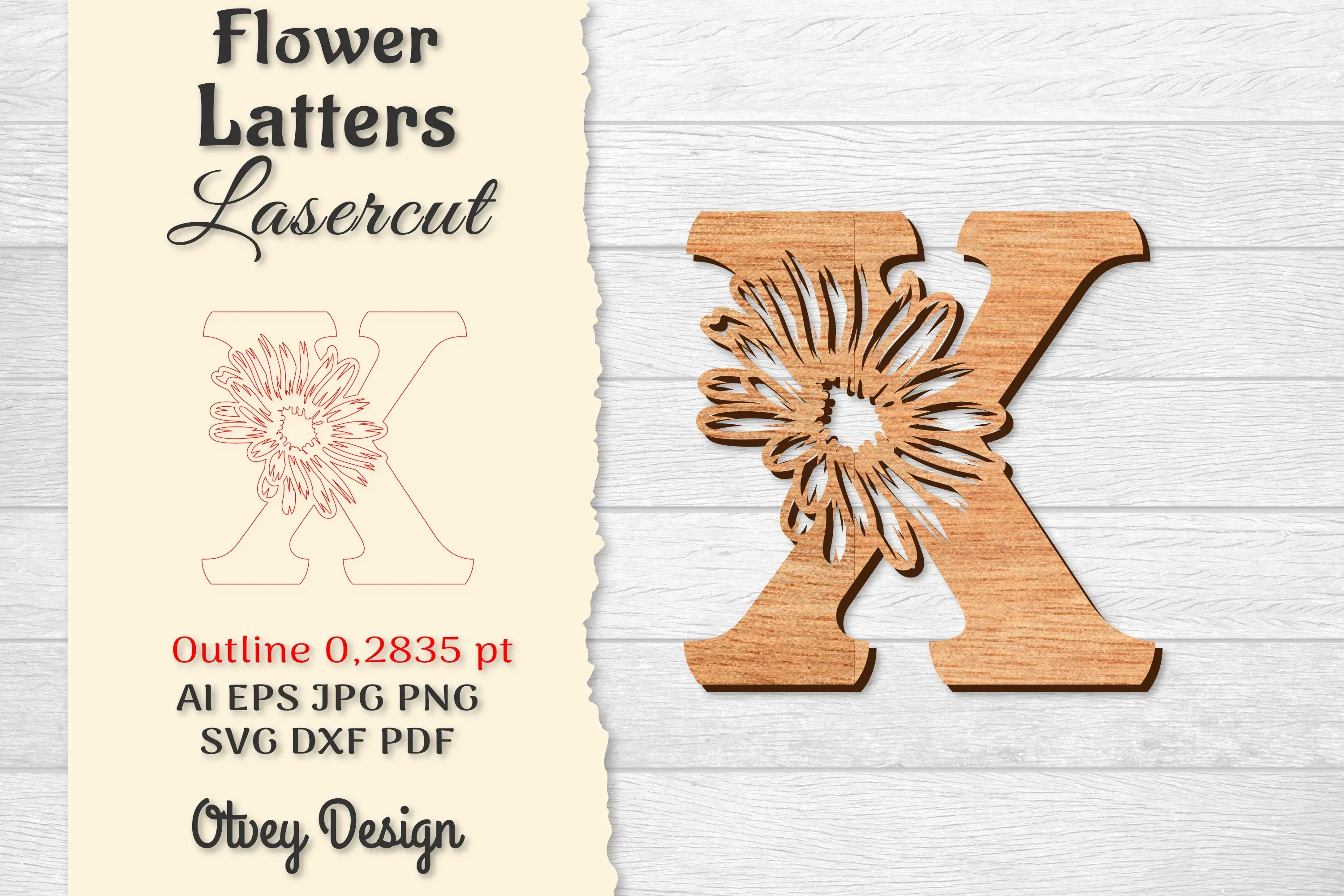 Flower Letters Laser Cut SVG Bundle