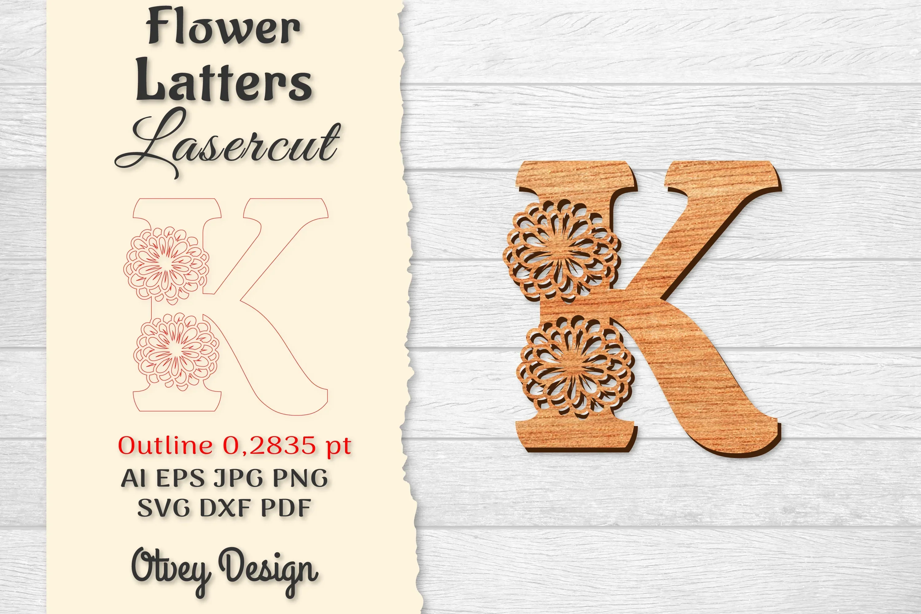 Flower Letters Laser Cut SVG Bundle