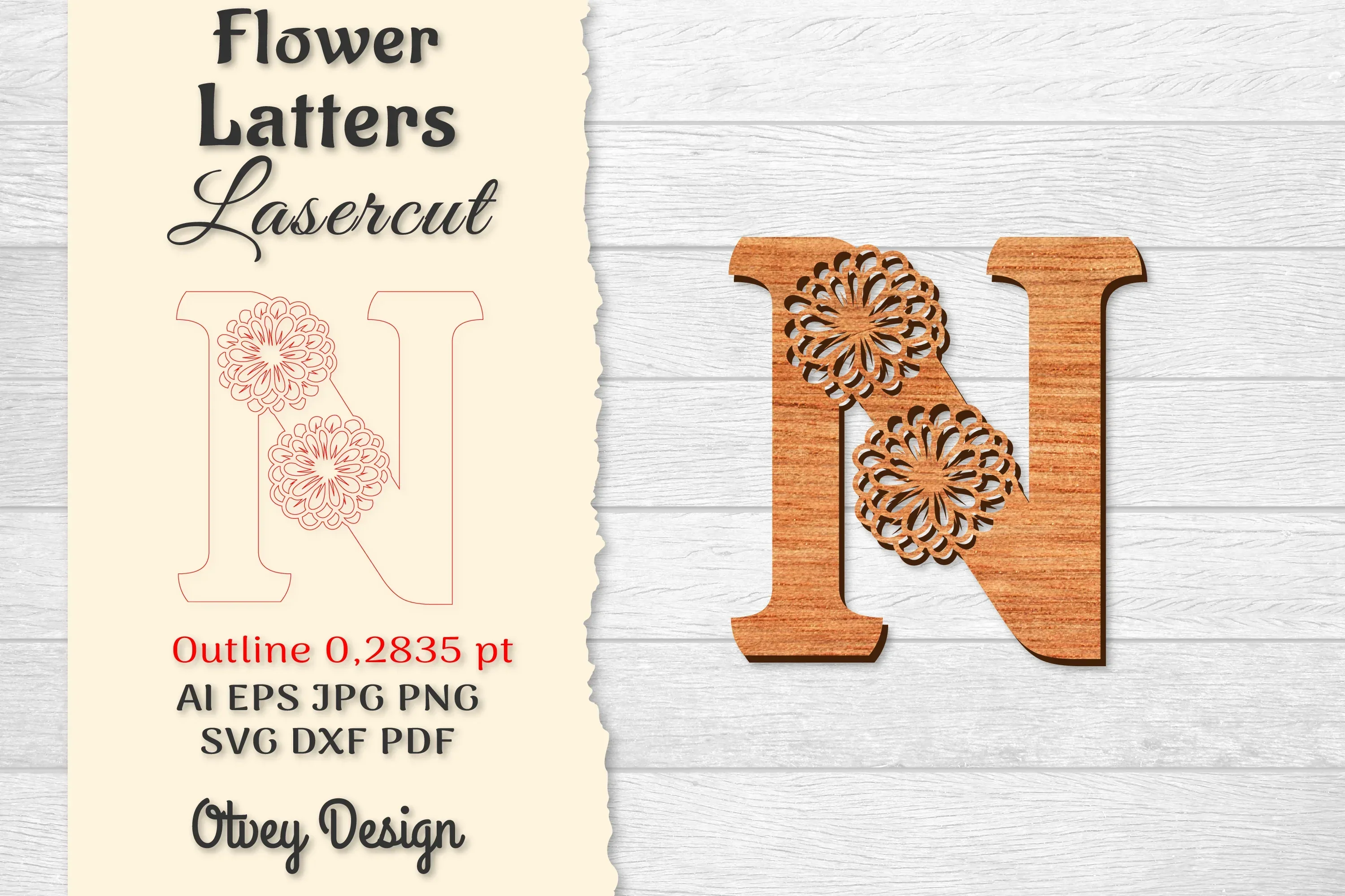 Flower Letters Laser Cut SVG Bundle