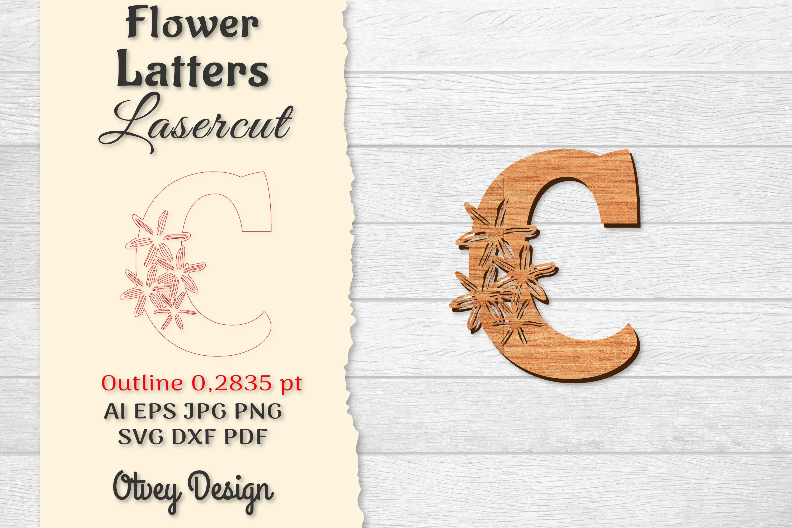 Flower Letters Laser Cut SVG Bundle