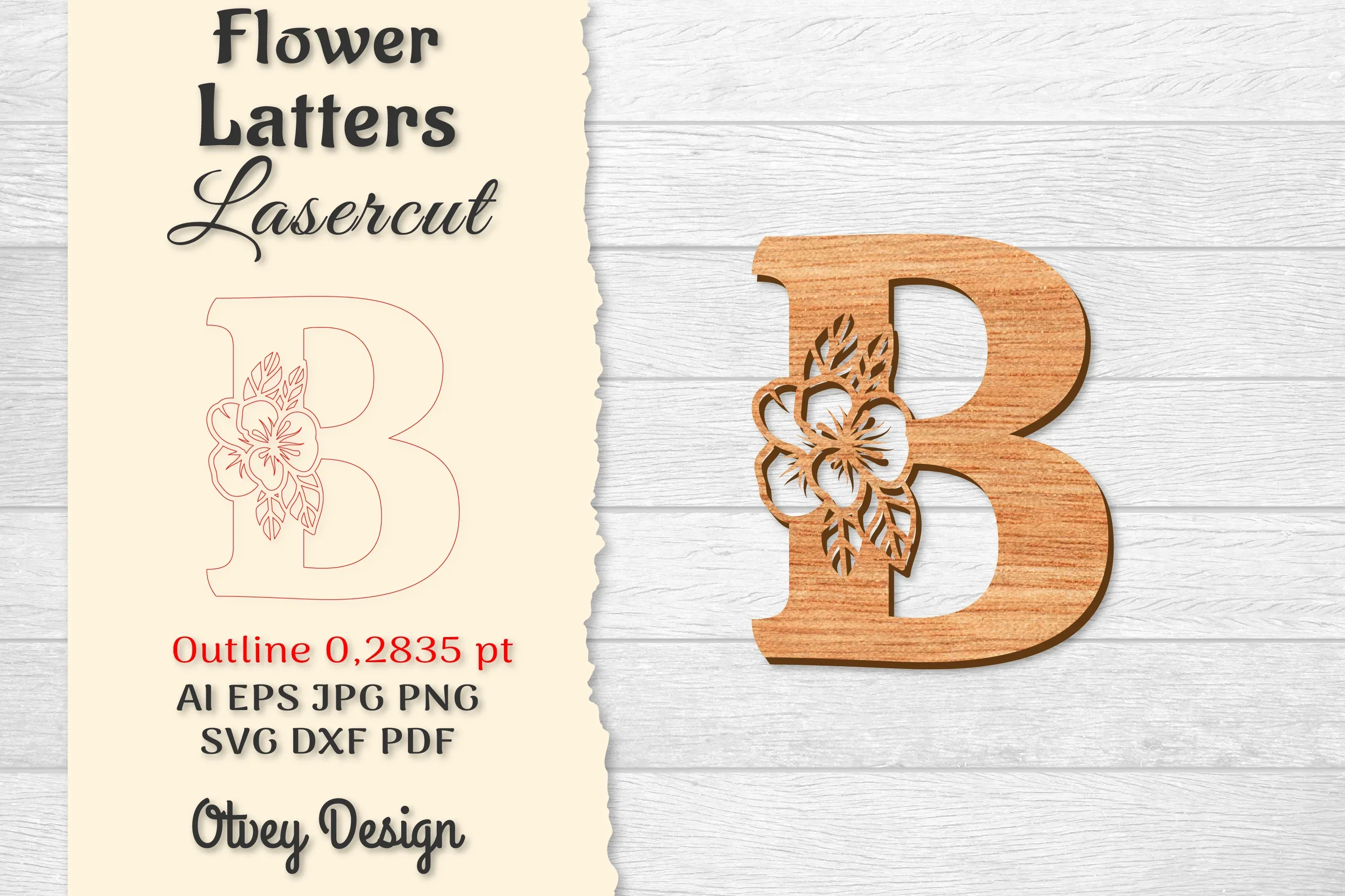 Flower Letters Laser Cut SVG Bundle