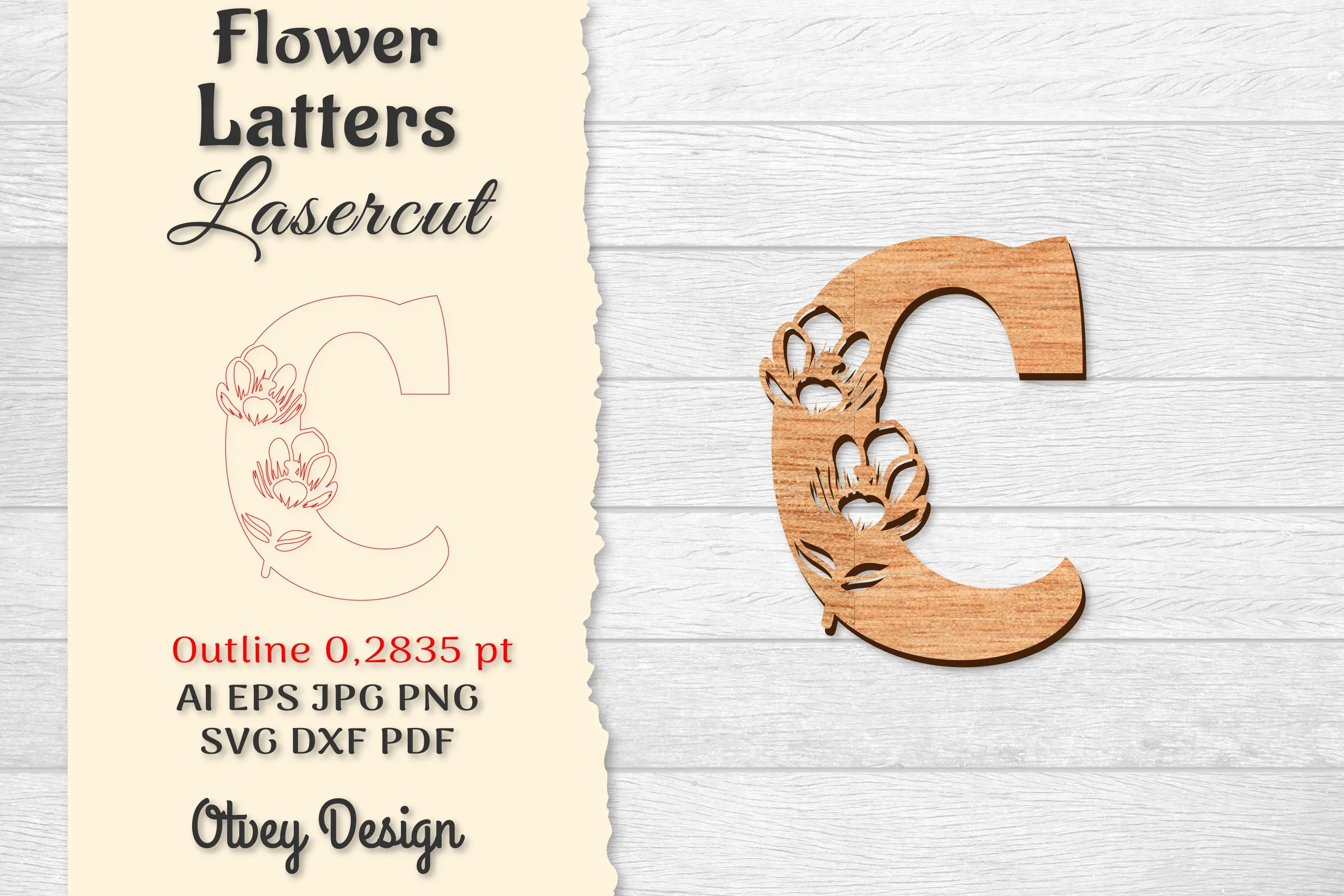 Flower Letters Laser Cut SVG Bundle