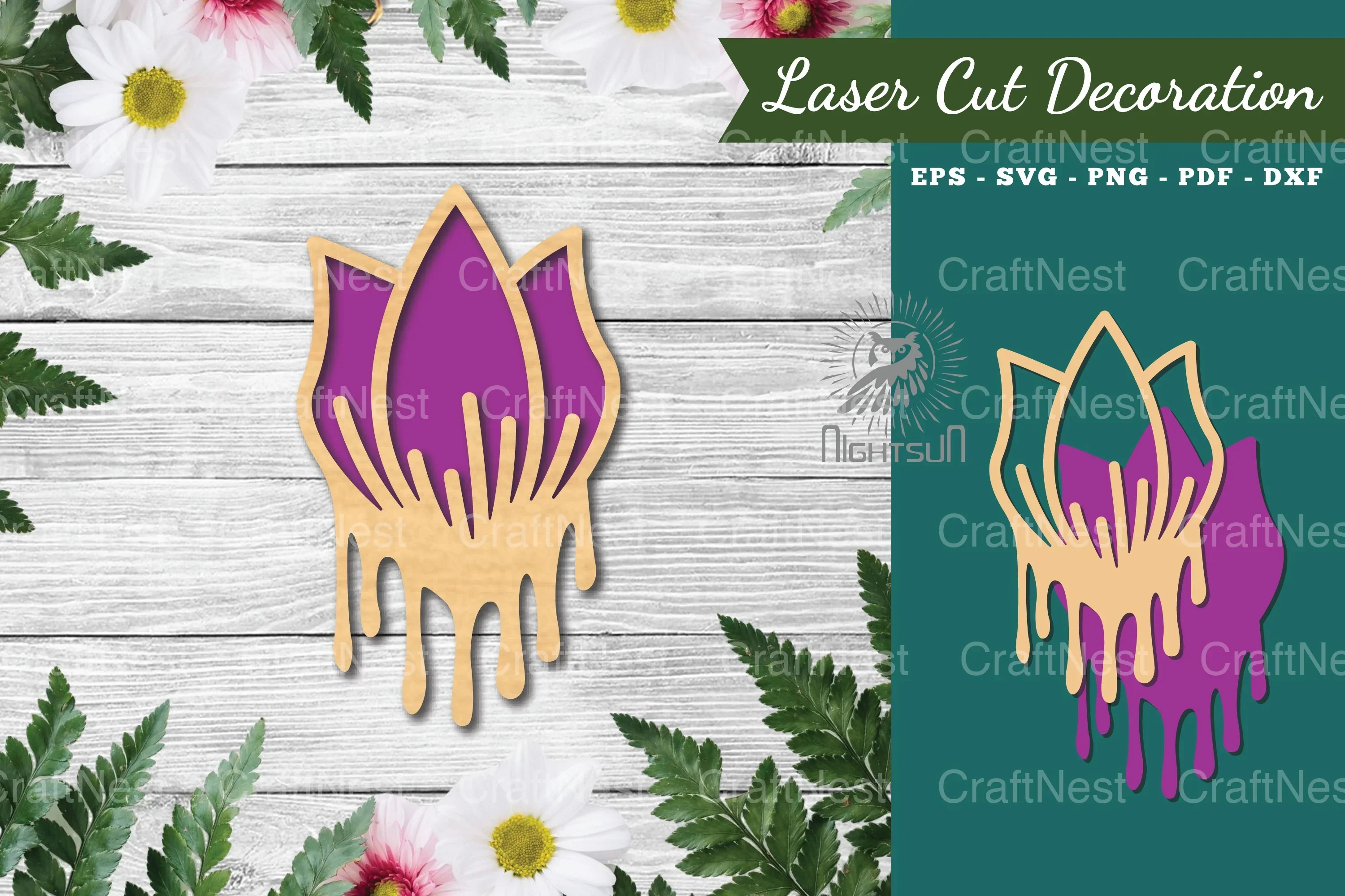 Flower Melted Laser Cut Decoration Clipart Bundle