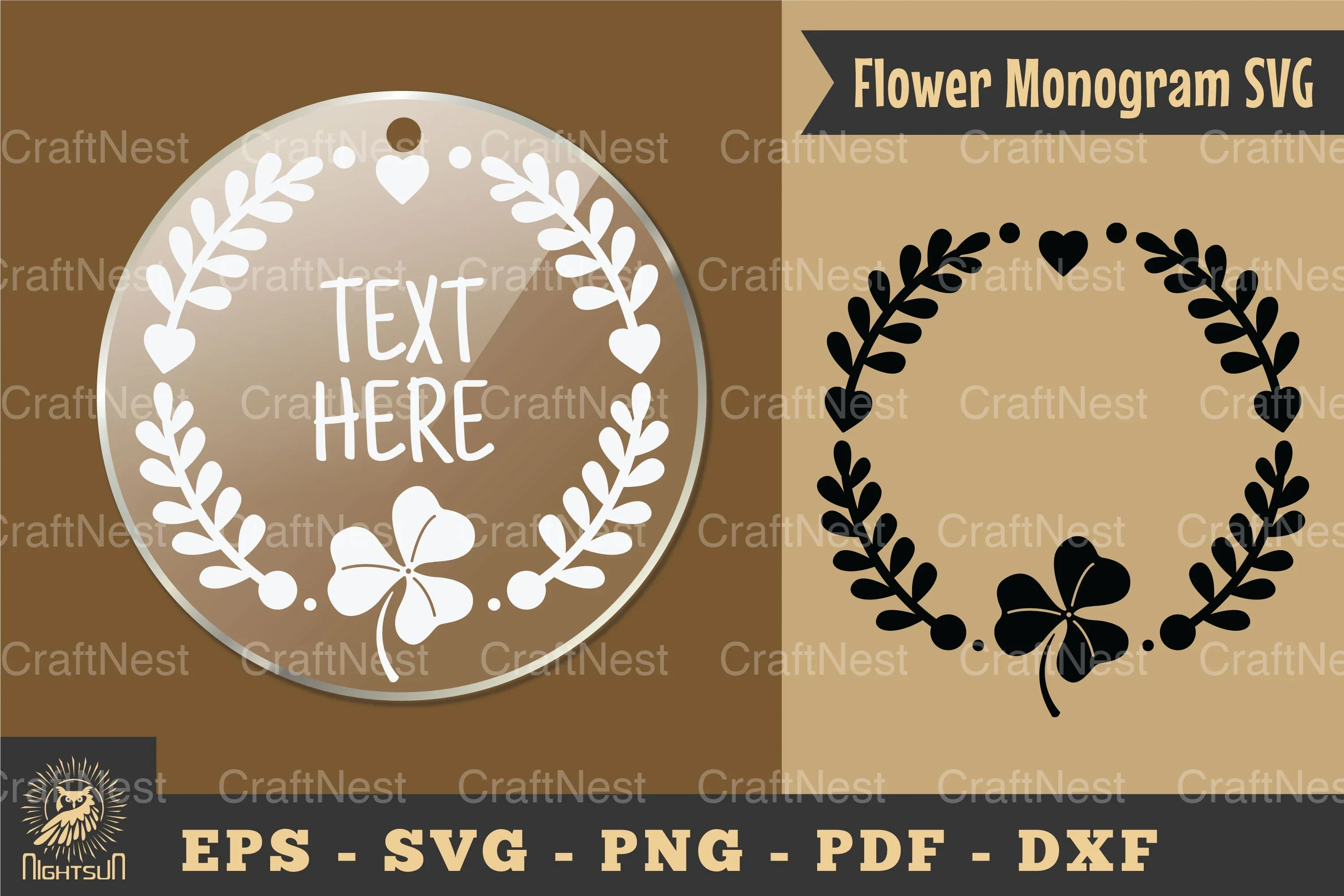 Flower Monogram Silhouette Clipart Bundle