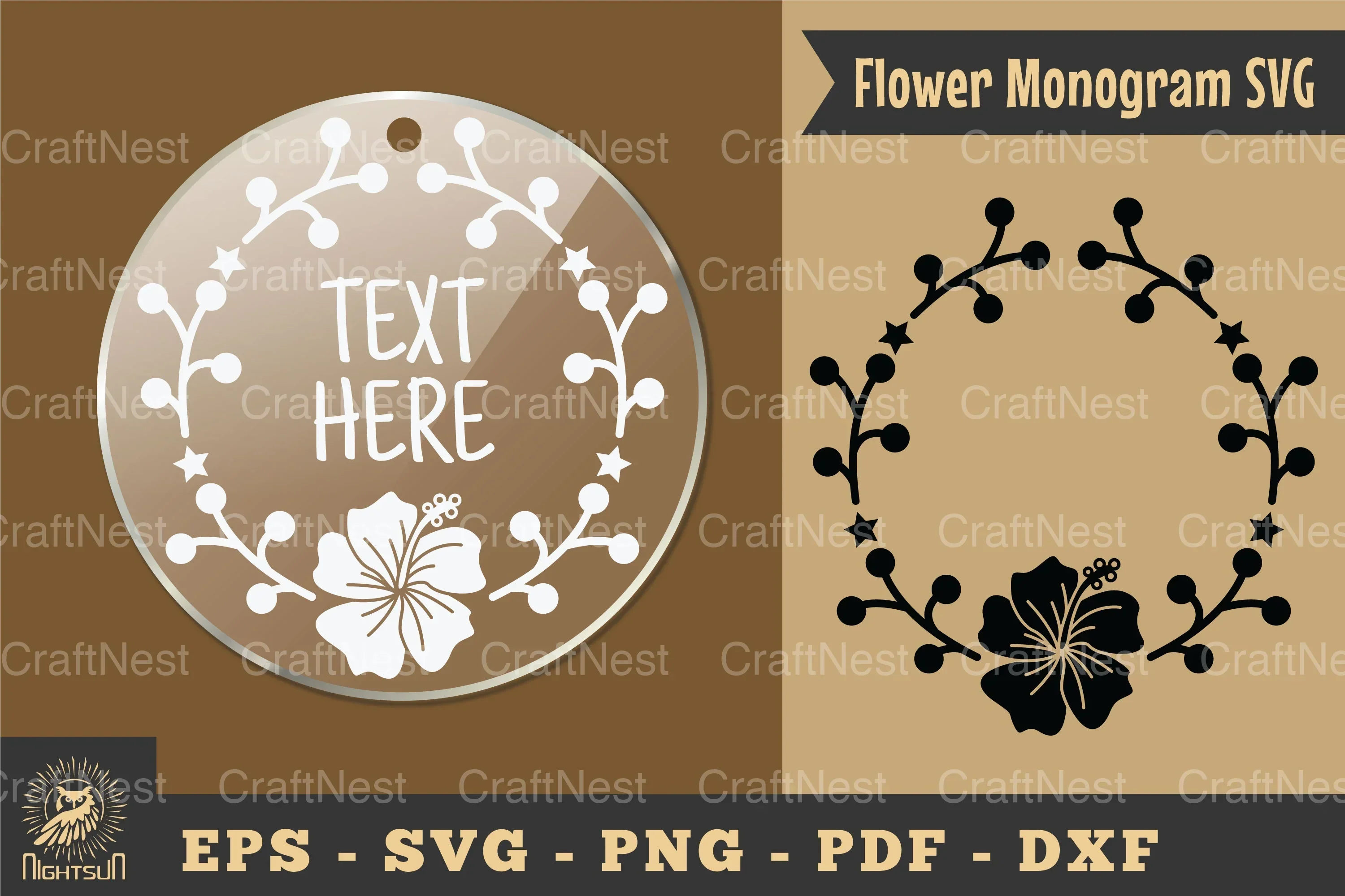 Flower Monogram Silhouette Clipart Bundle