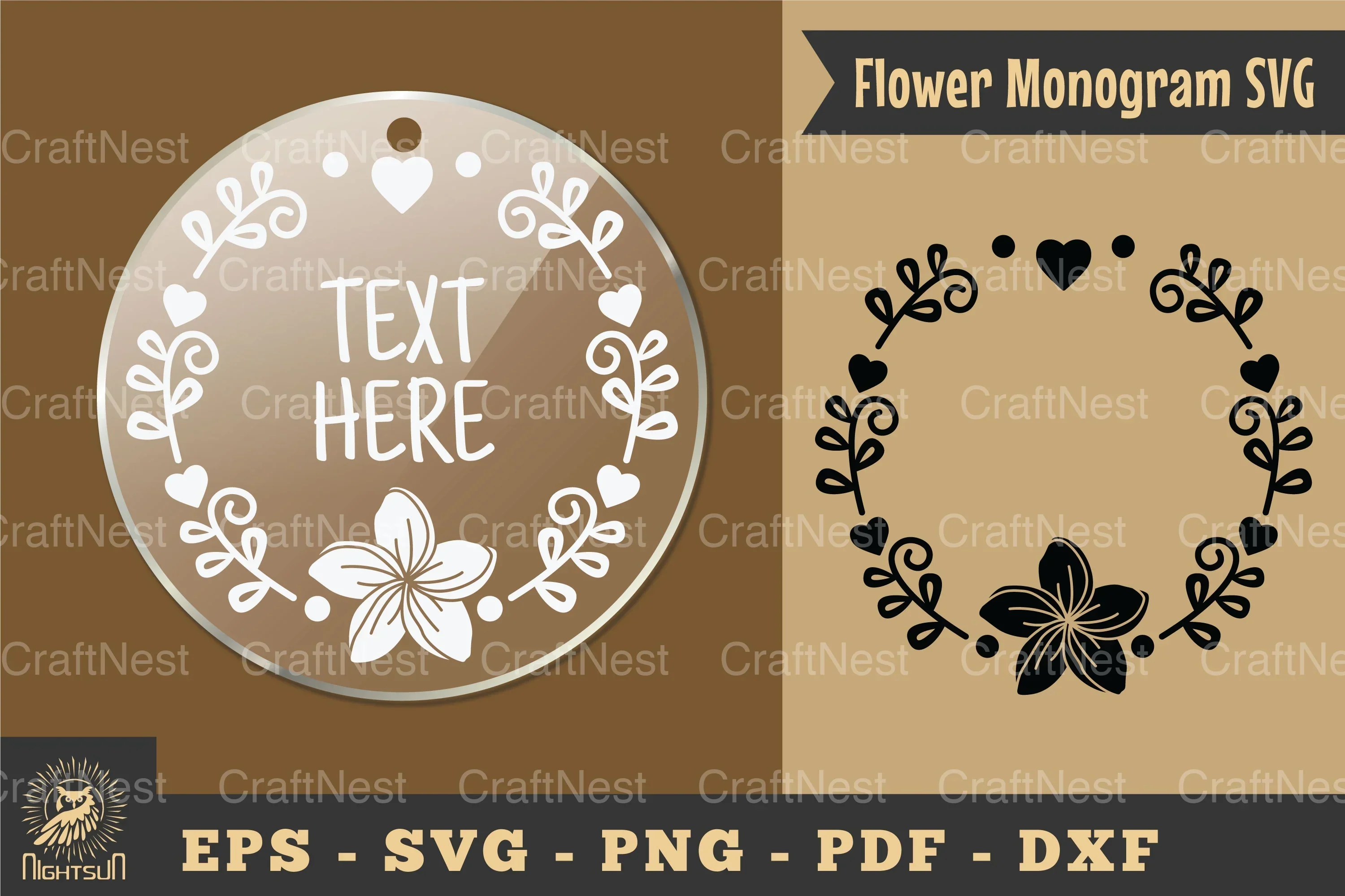 Flower Monogram Silhouette Clipart Bundle