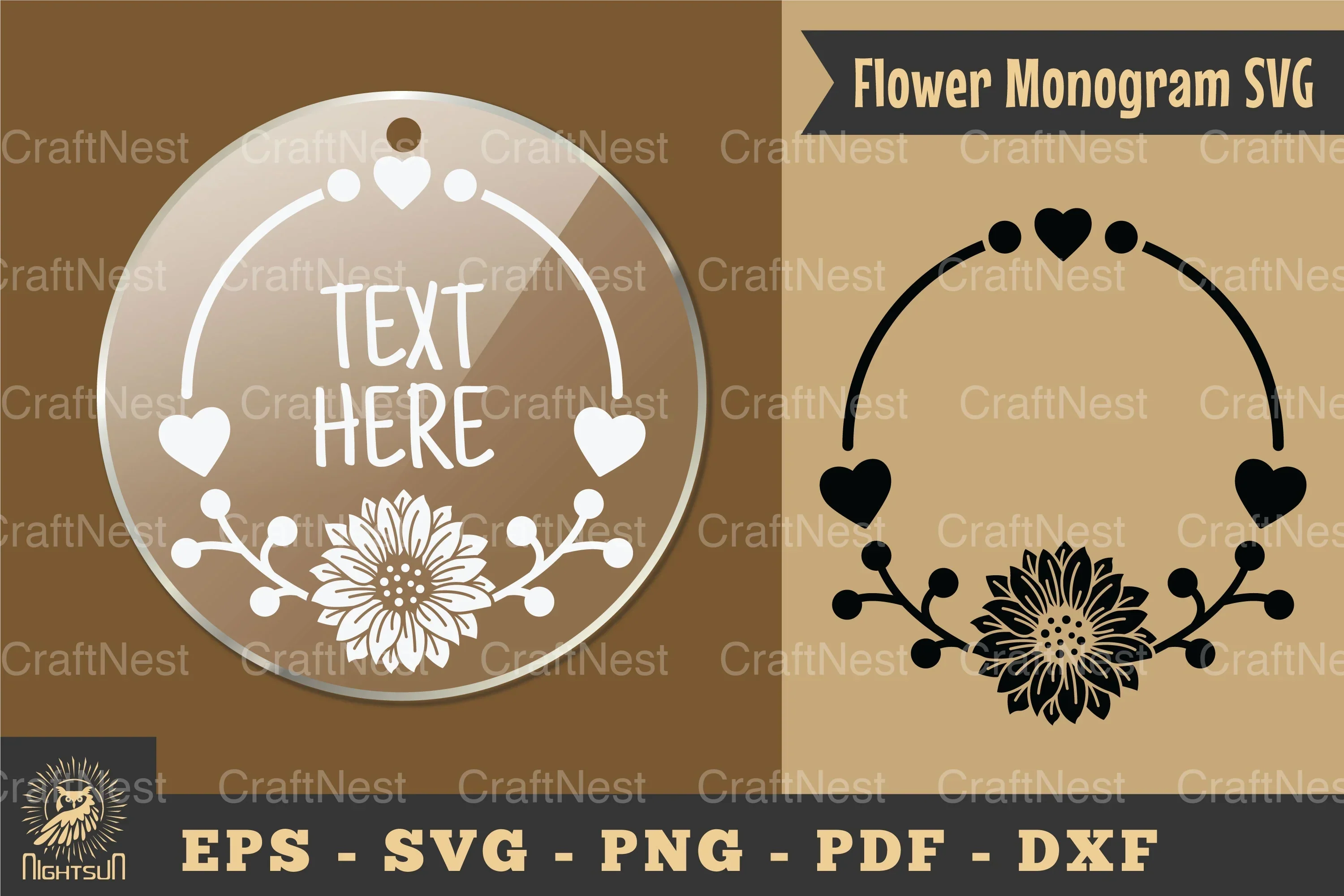 Flower Monogram Silhouette Clipart Bundle