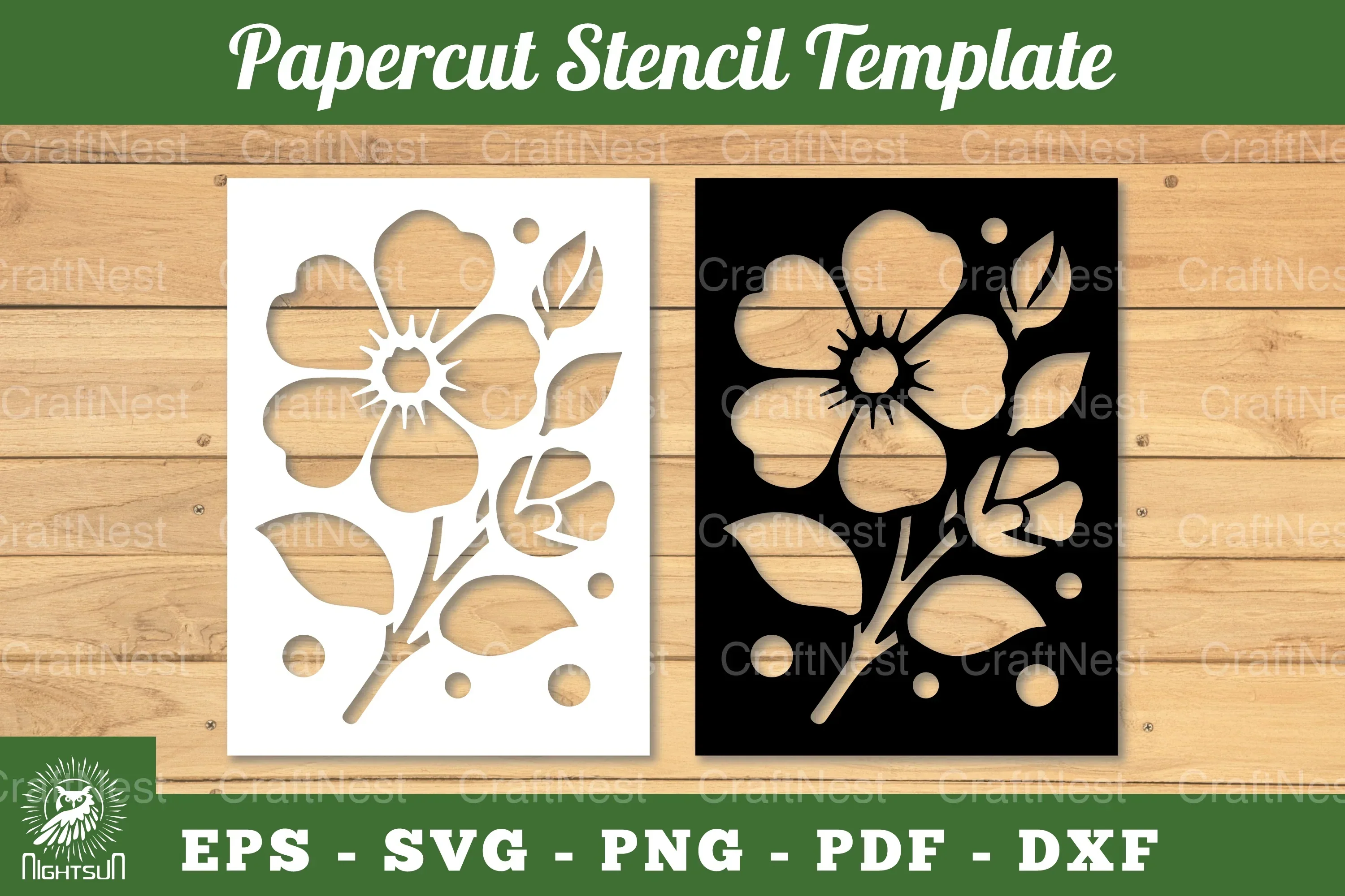 Flower Papercut Stencil Template Clipart Bundle