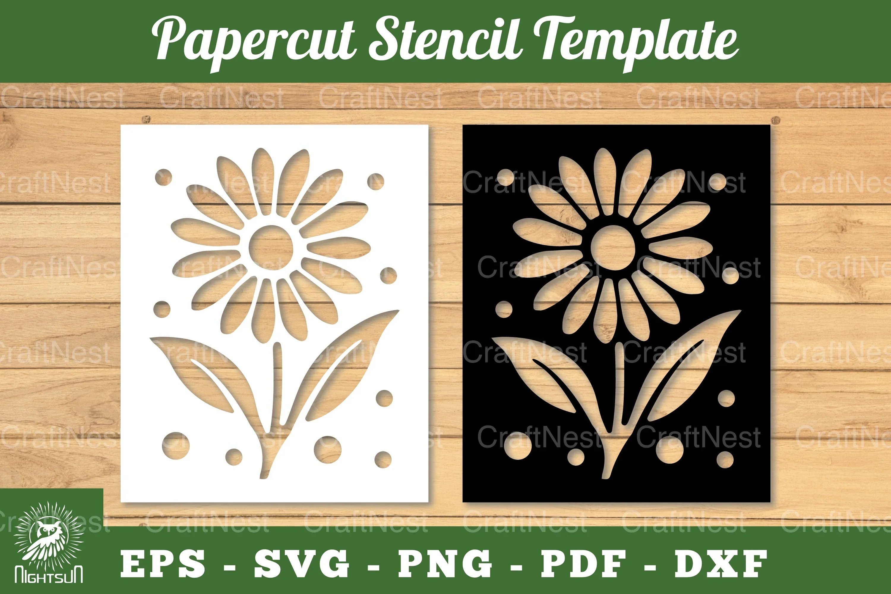 Flower Papercut Stencil Template Clipart Bundle