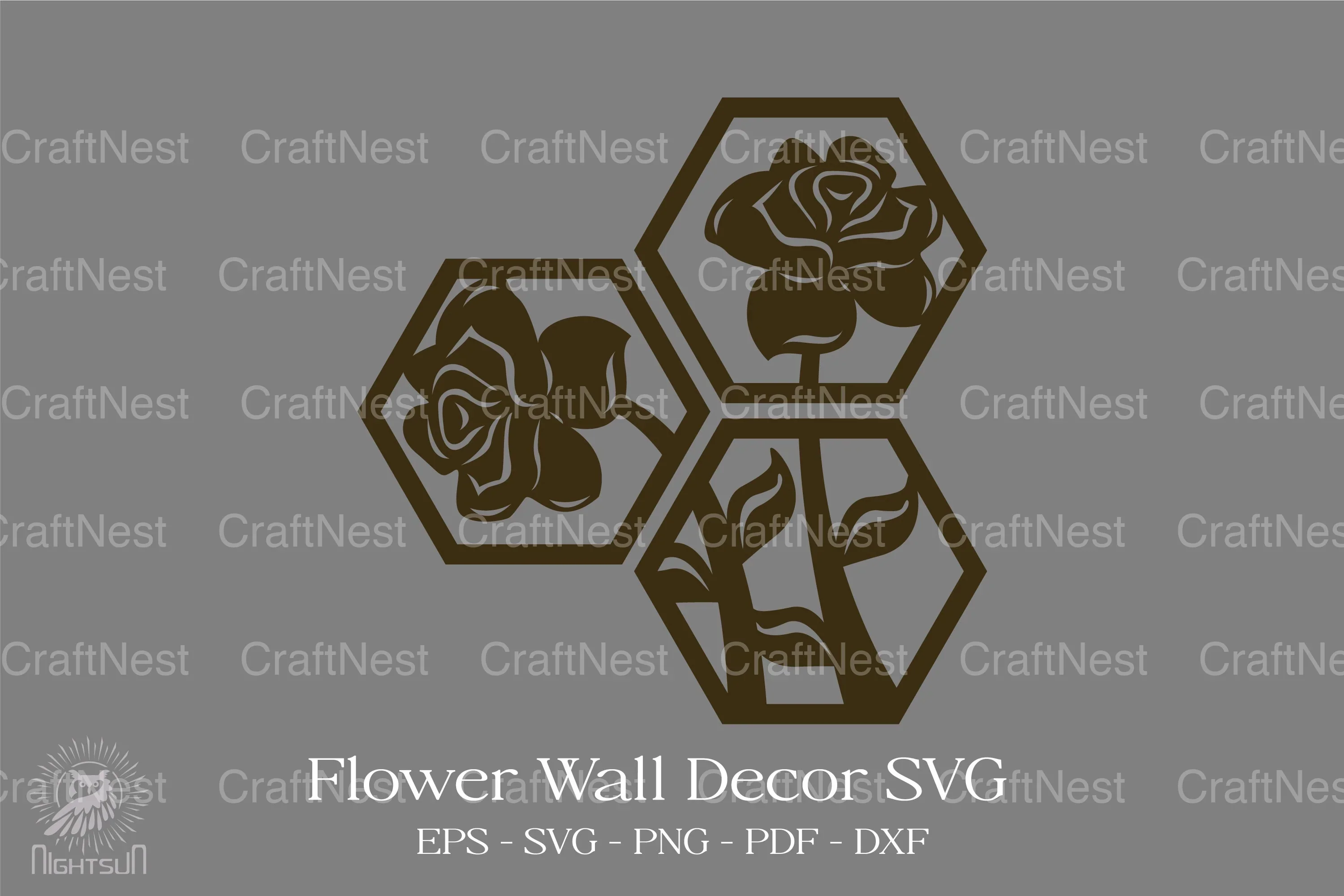 Flower Shape Hexagon Wall Decor Clipart Bundle - Image 2