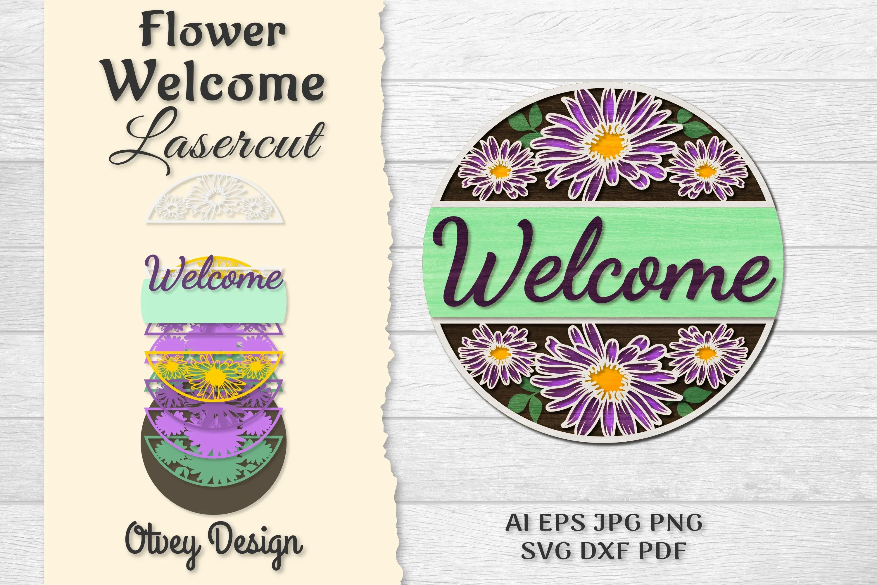 Flower Welcome Lasercut SVG Bundle