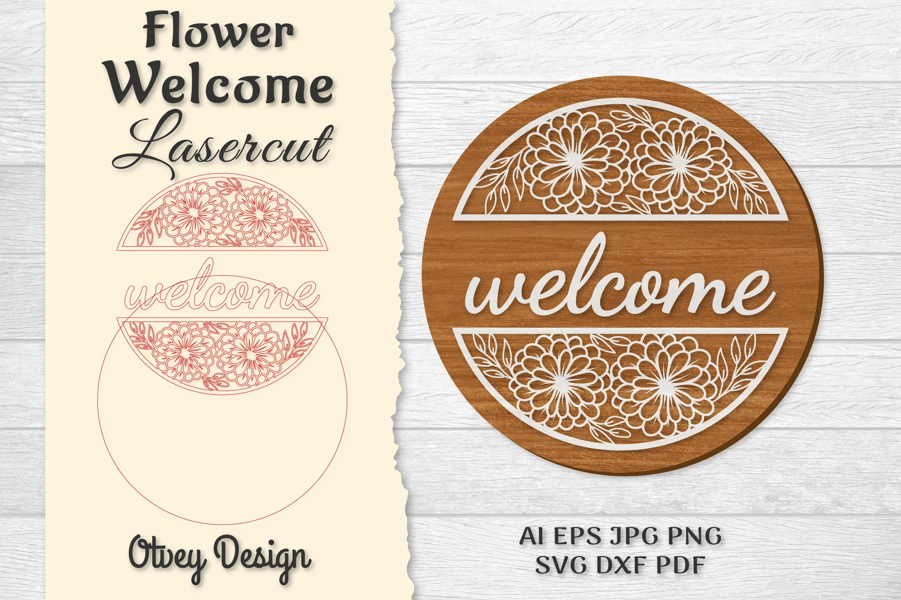 Flower Welcome Lasercut SVG Bundle