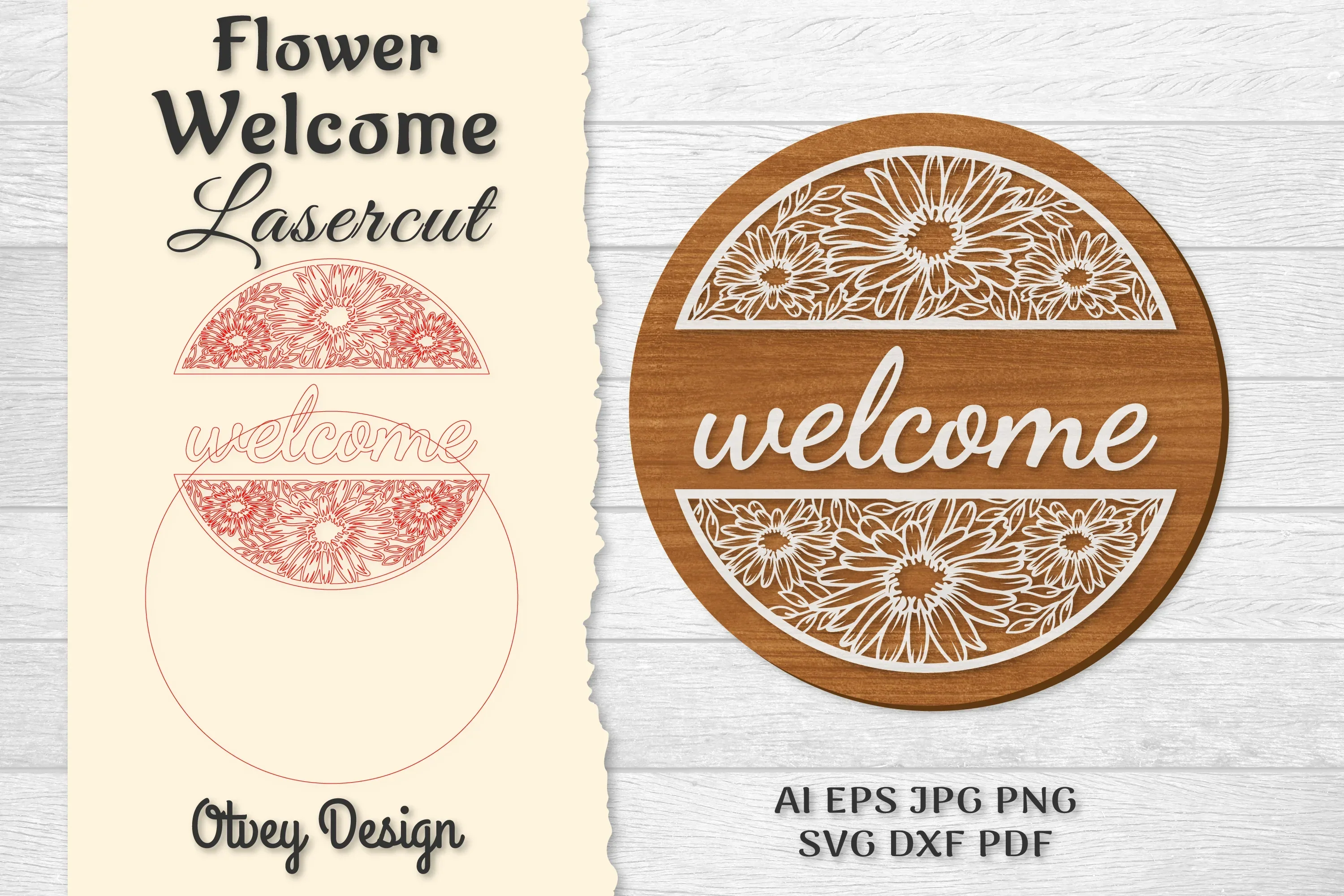 Flower Welcome Lasercut SVG Bundle