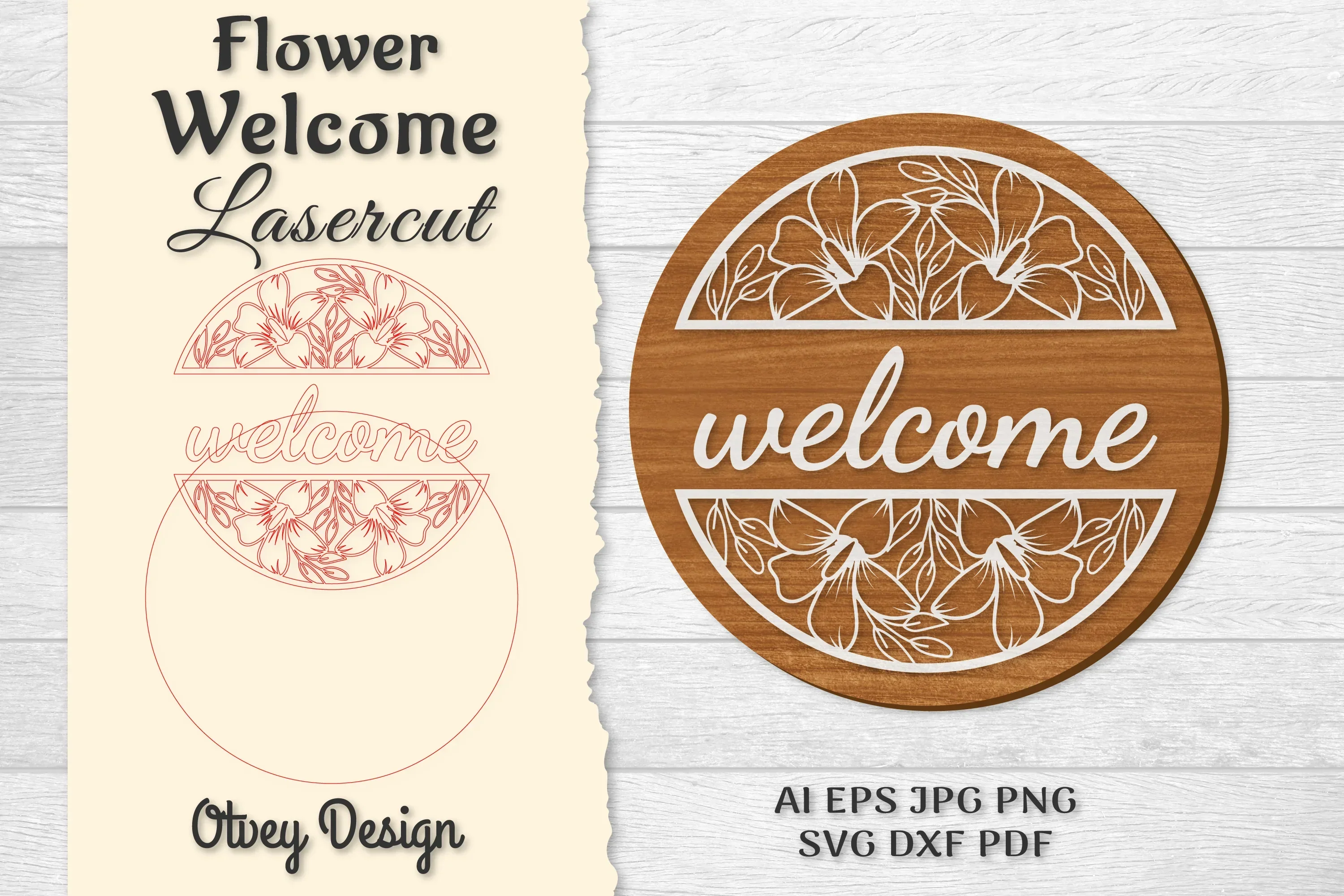 Flower Welcome Lasercut SVG Bundle