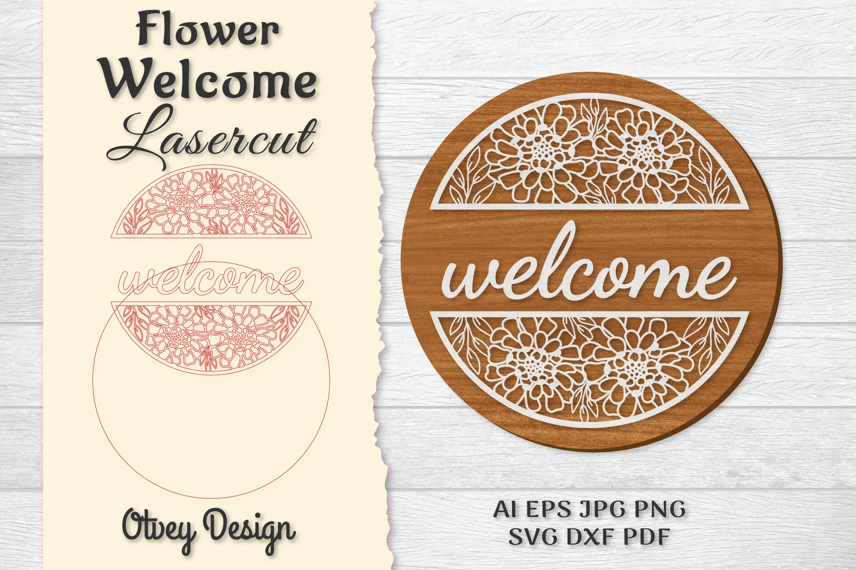Flower Welcome Lasercut SVG Bundle