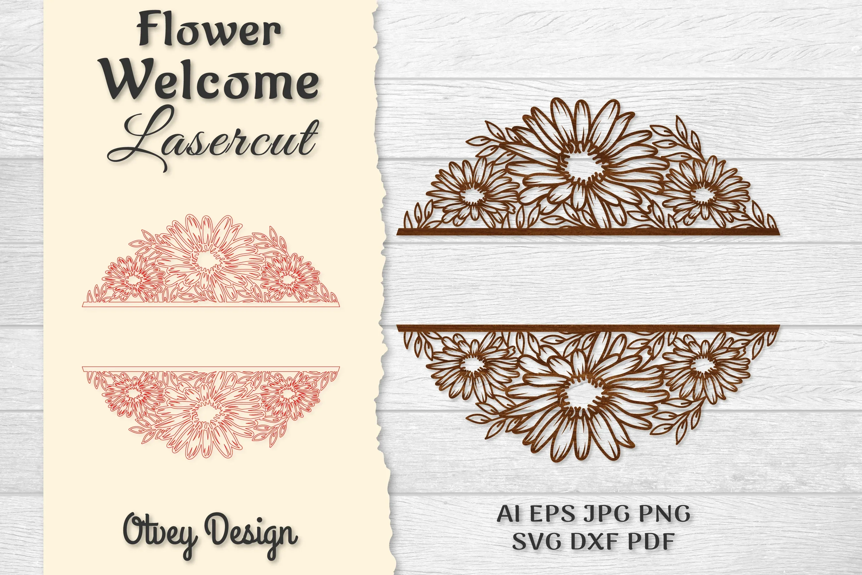 Flower Welcome Slip Lasercut SVG Bundle