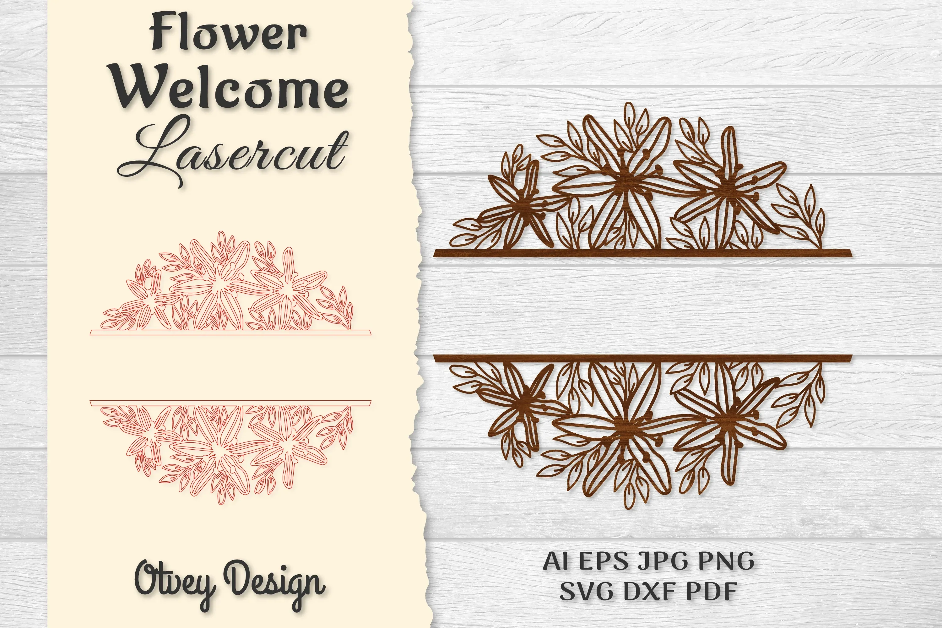 Flower Welcome Slip Lasercut SVG Bundle