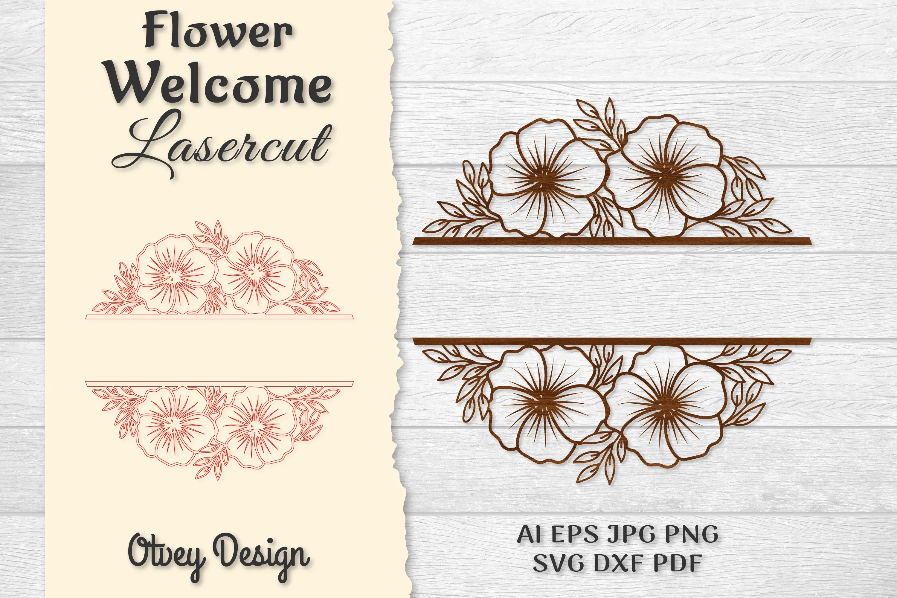 Flower Welcome Slip Lasercut SVG Bundle