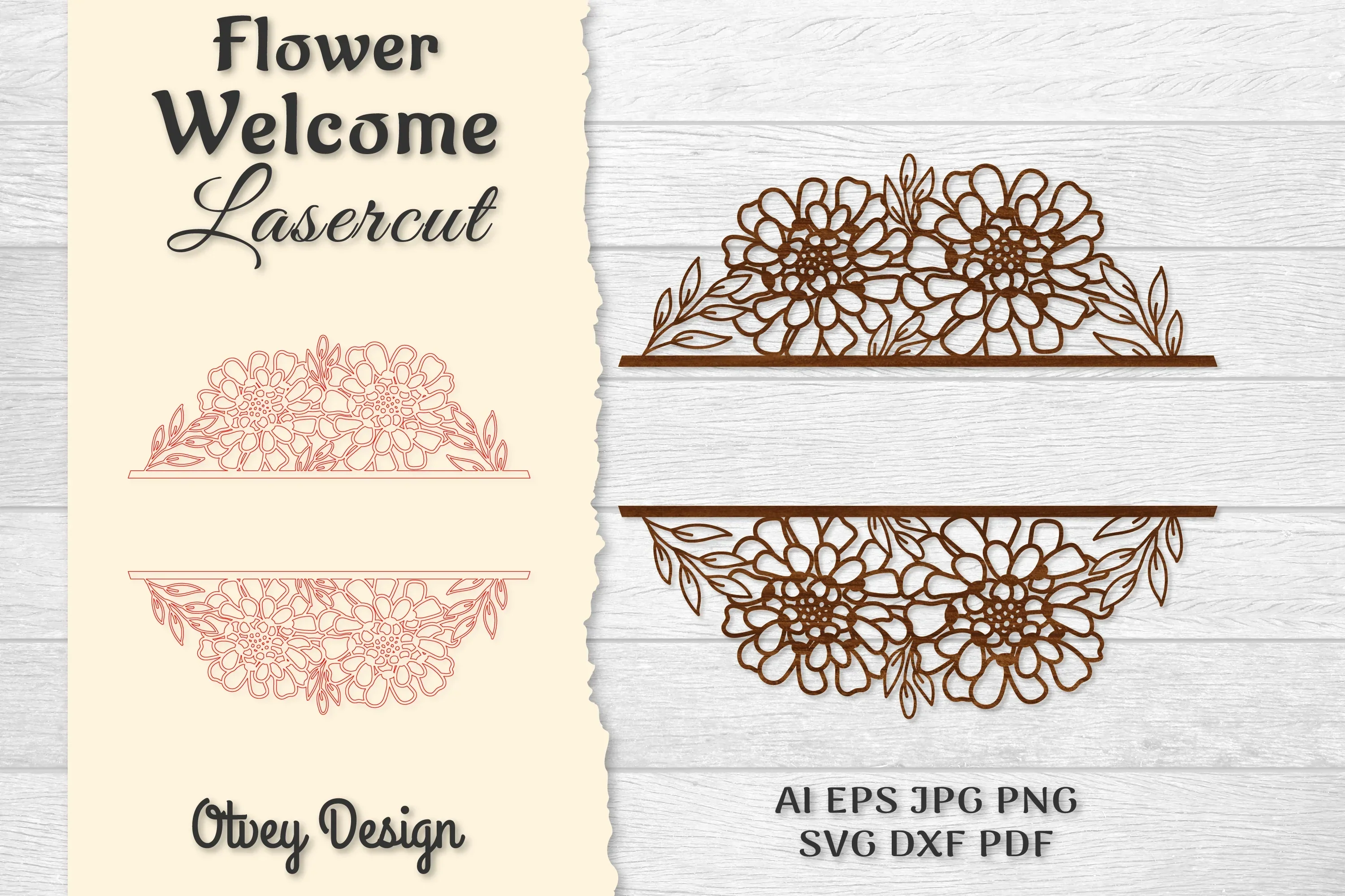 Flower Welcome Slip Lasercut SVG Bundle
