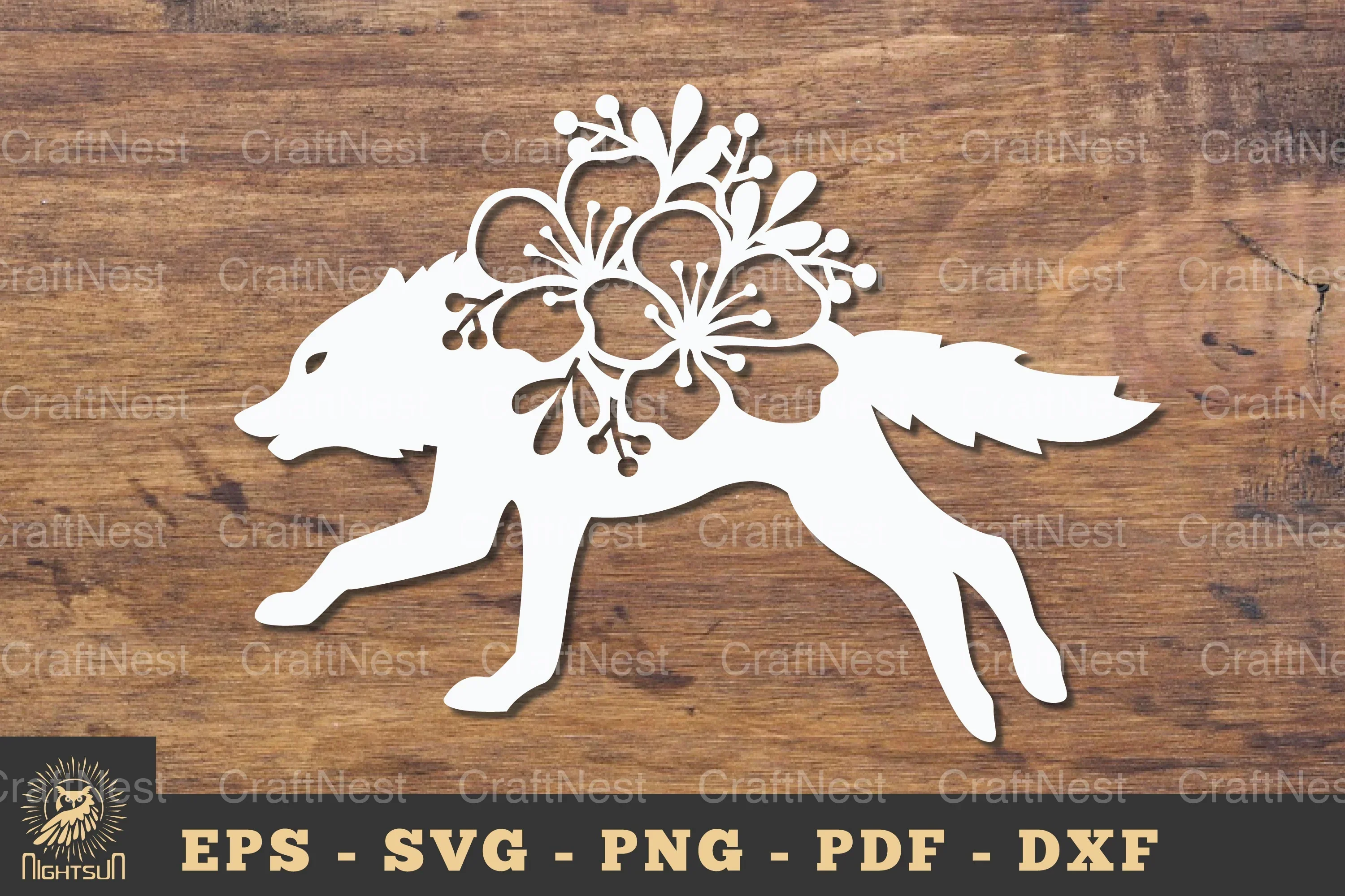 Flower Wolf Papercut Clipart Bundle