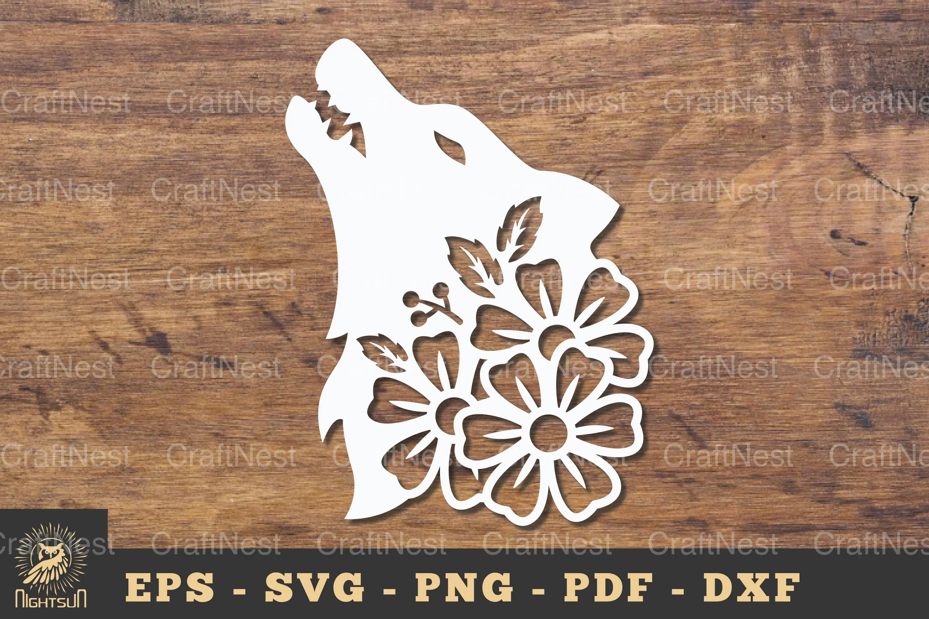 Flower Wolf Papercut SVG Bundle