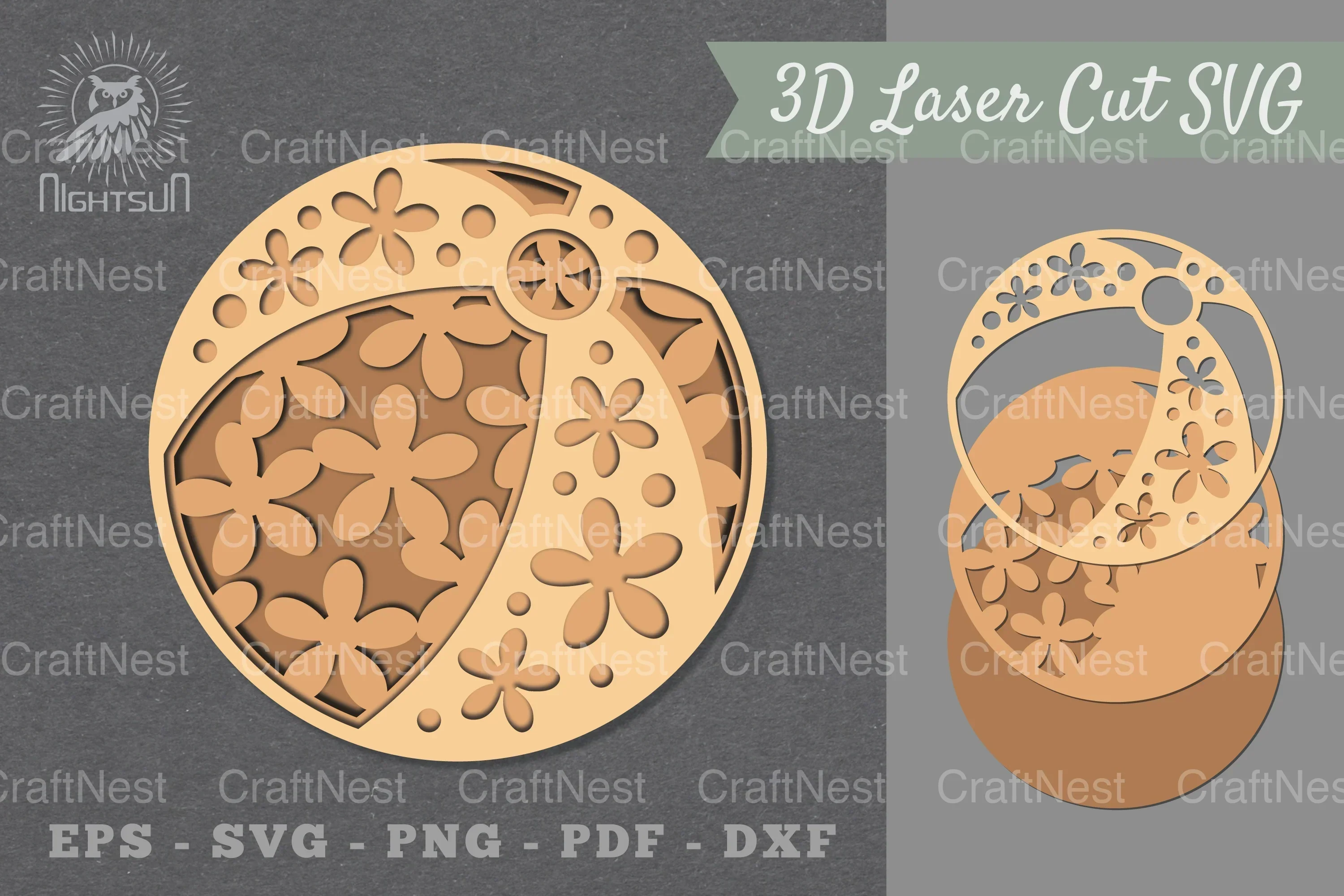 Flowers Ball Lasercut Decoration Clipart Bundle