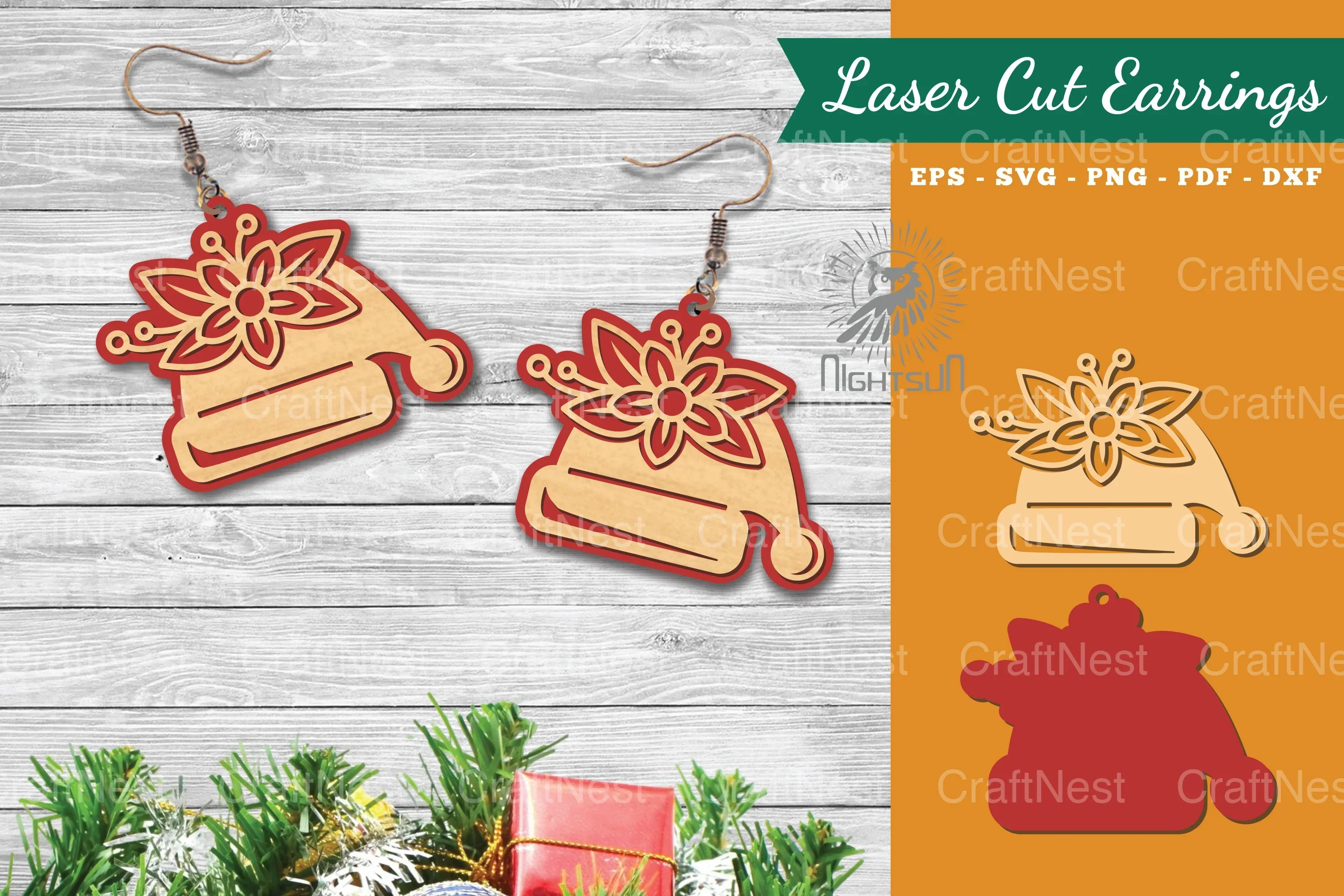 Flowers Beanie Laser Cut Earrings Clipart Bundle
