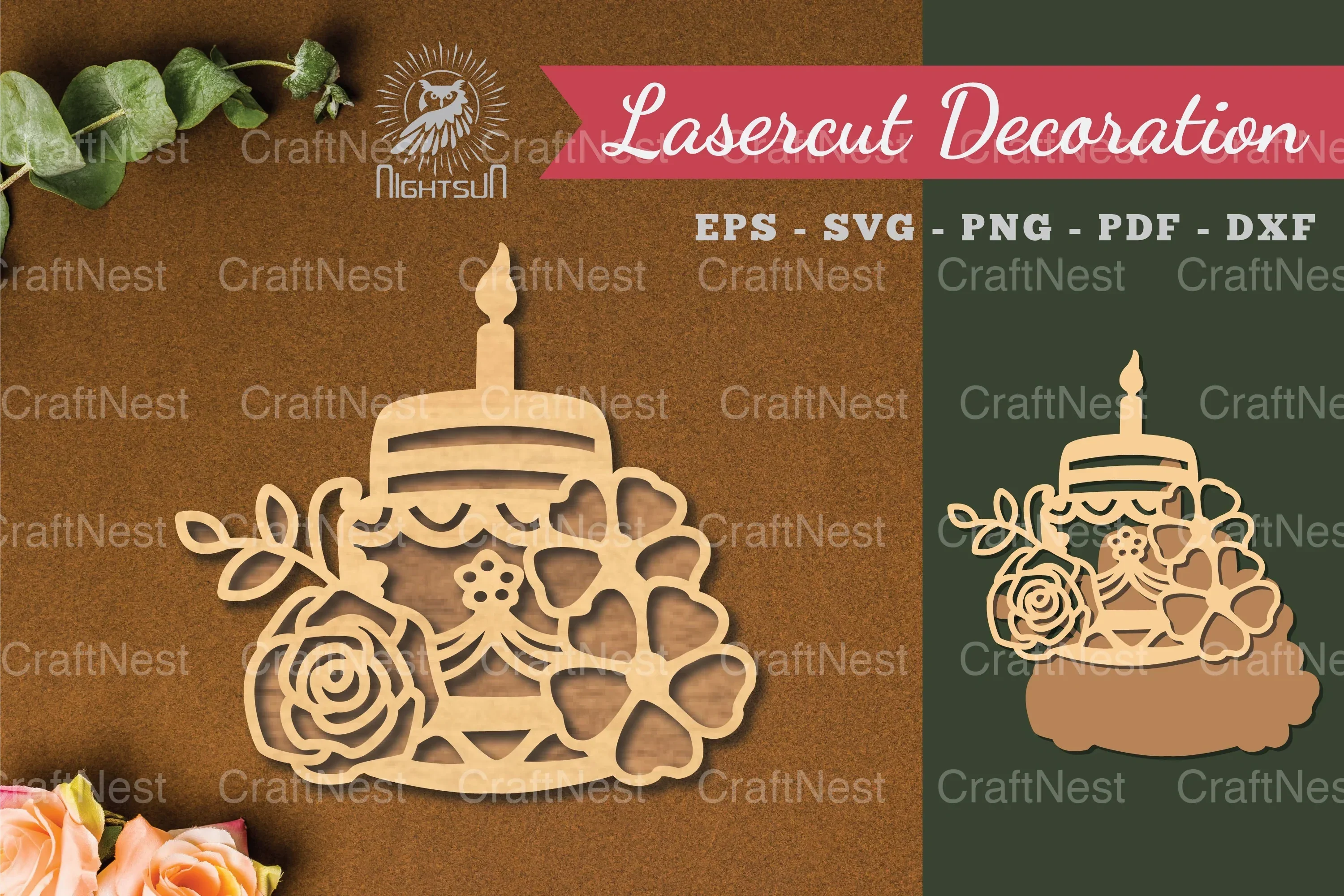 Flowers Cake Laser Cut Decoration Clipart Bundle