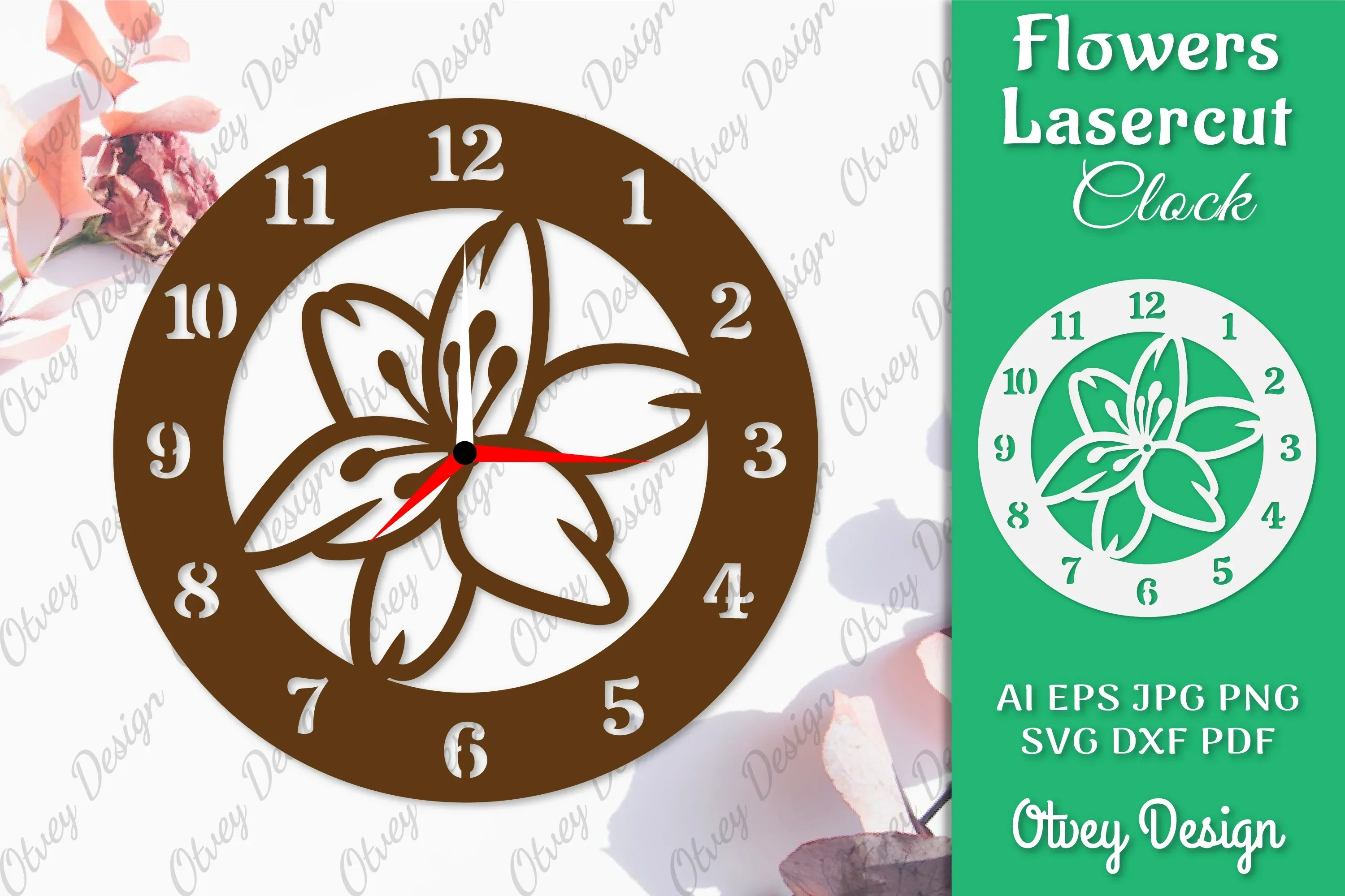 Flowers Clock SVG LaserCut SVG Bundle