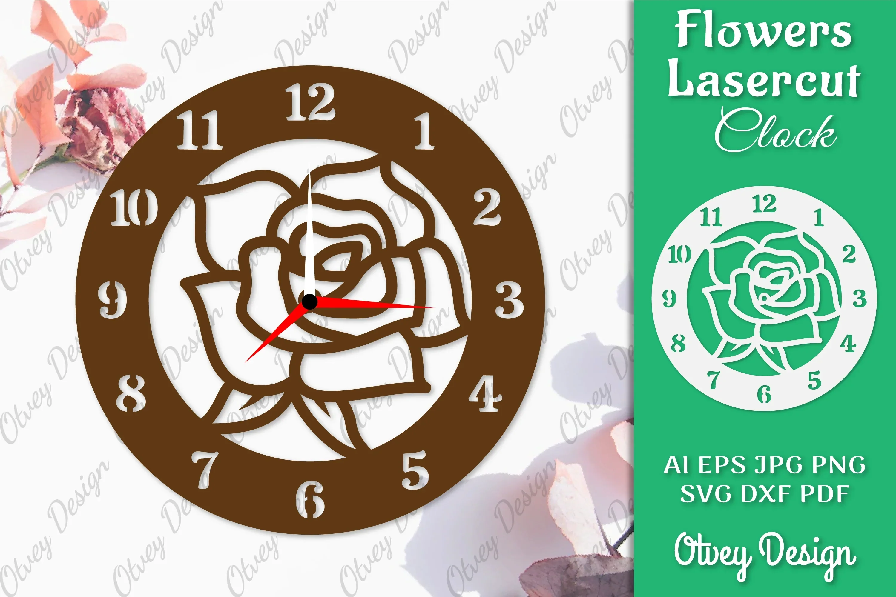Flowers Clock SVG LaserCut SVG Bundle