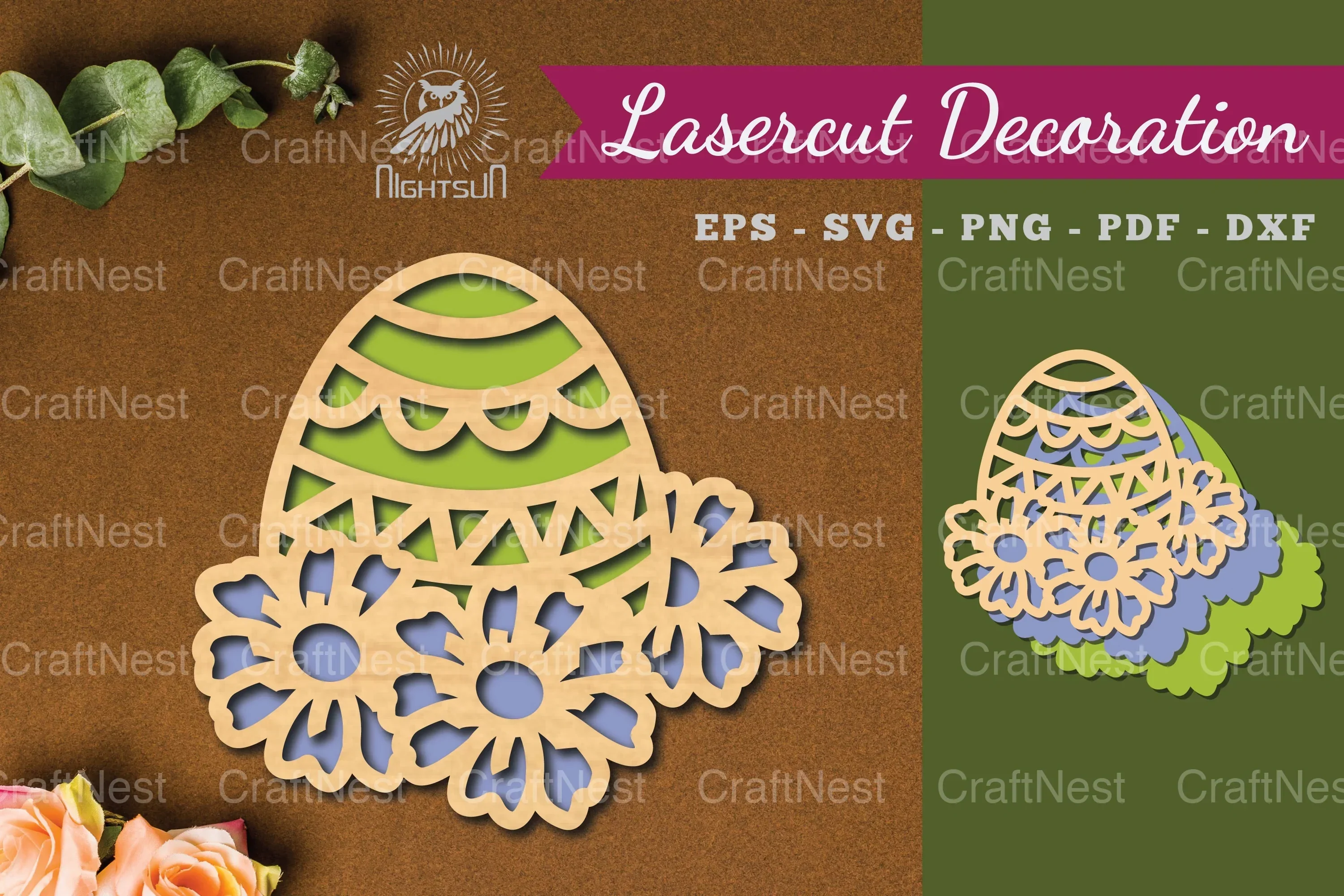 Flowers Egg Laser Cut Decoration Clipart Bundle