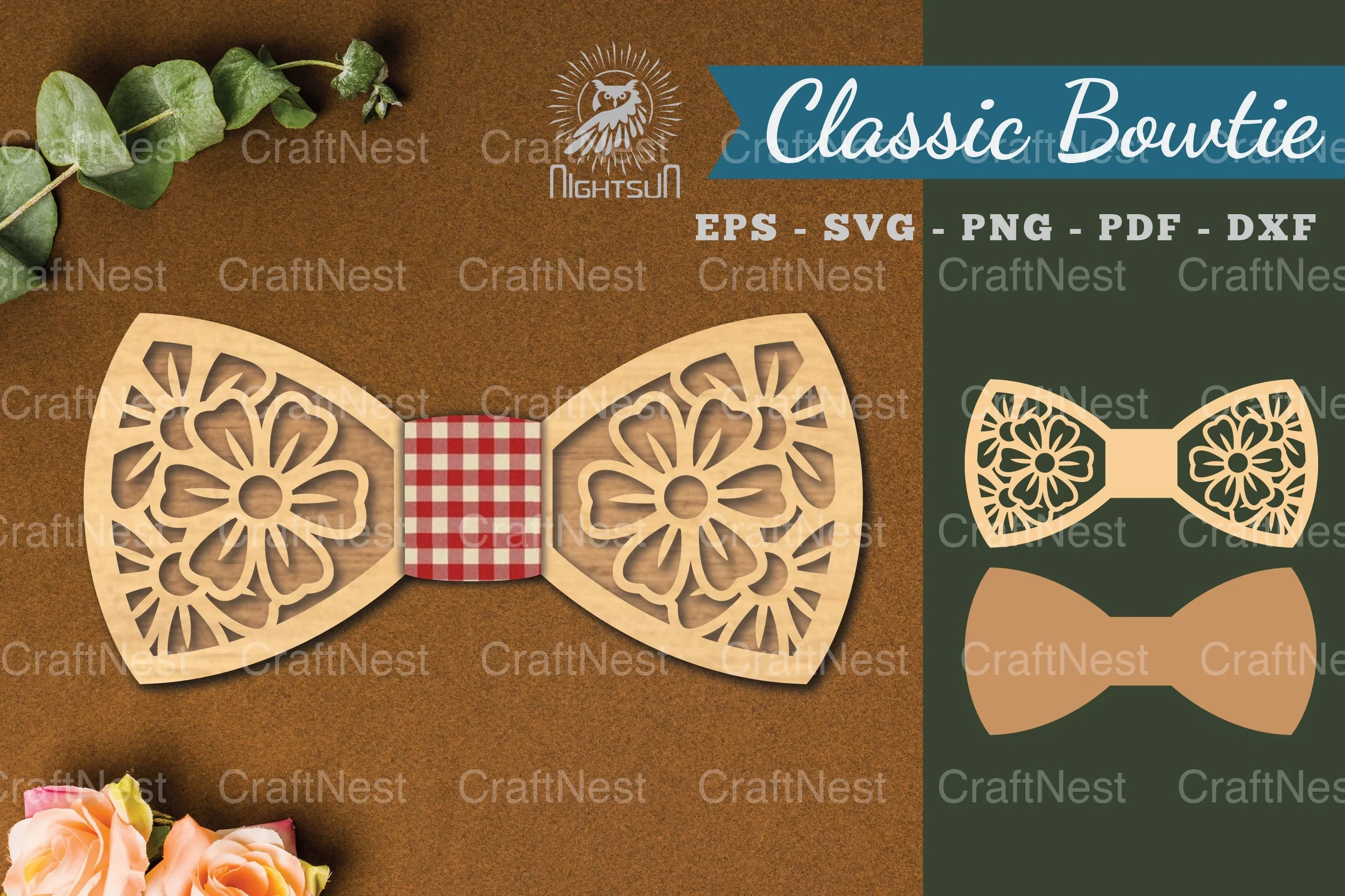 Flowers Laser Cut Bowtie SVG Bundle