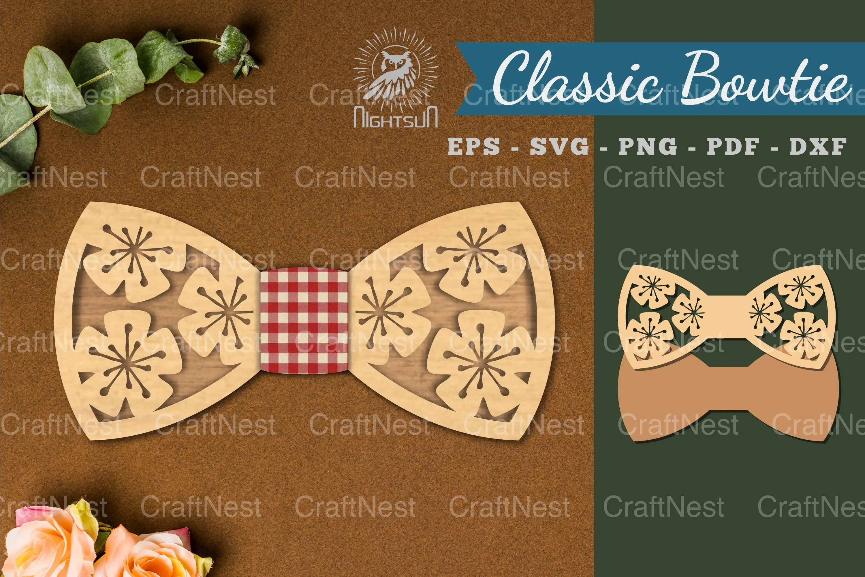 Flowers Laser Cut Bowtie SVG Bundle