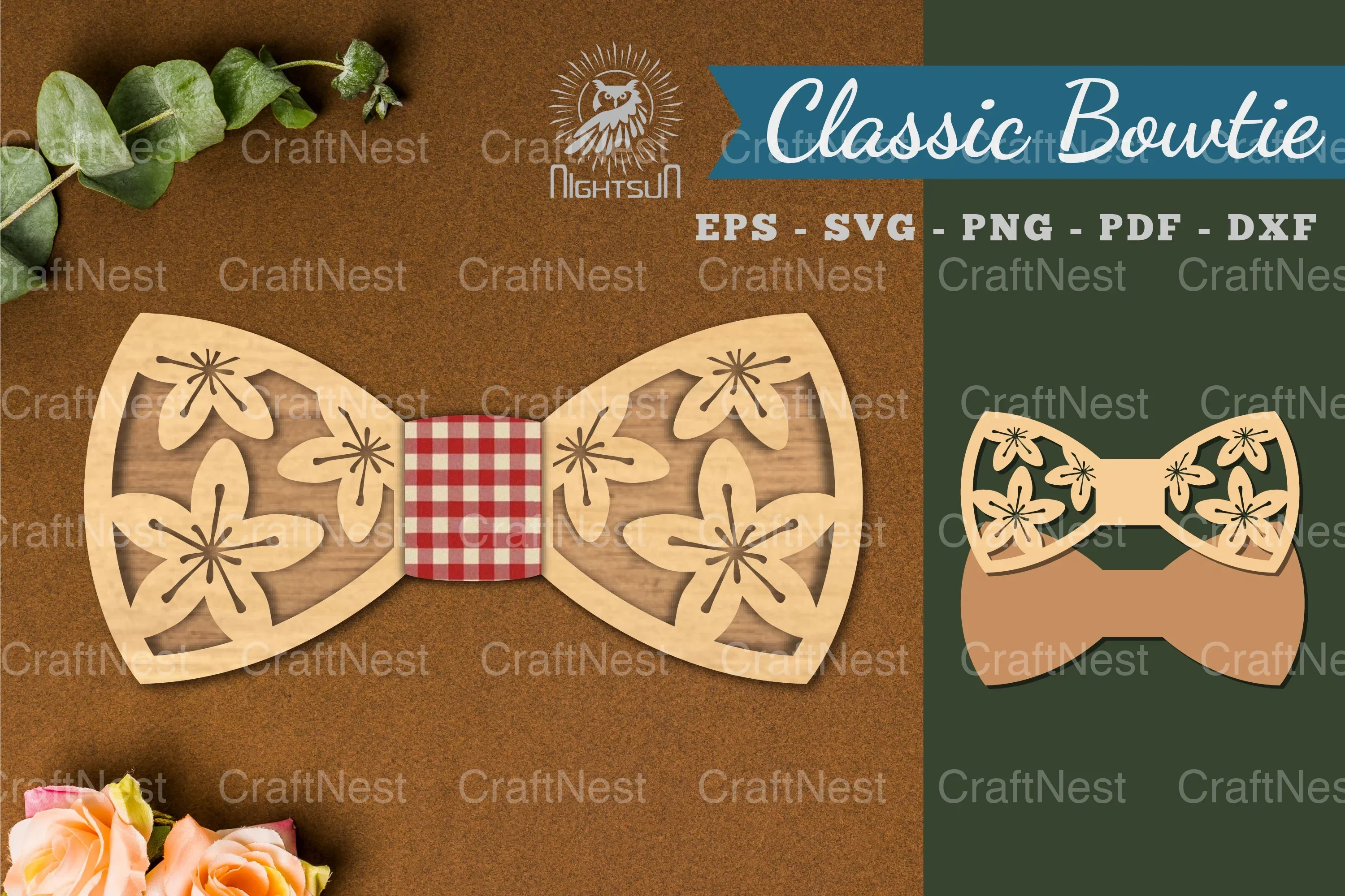 Flowers Laser Cut Bowtie SVG Bundle