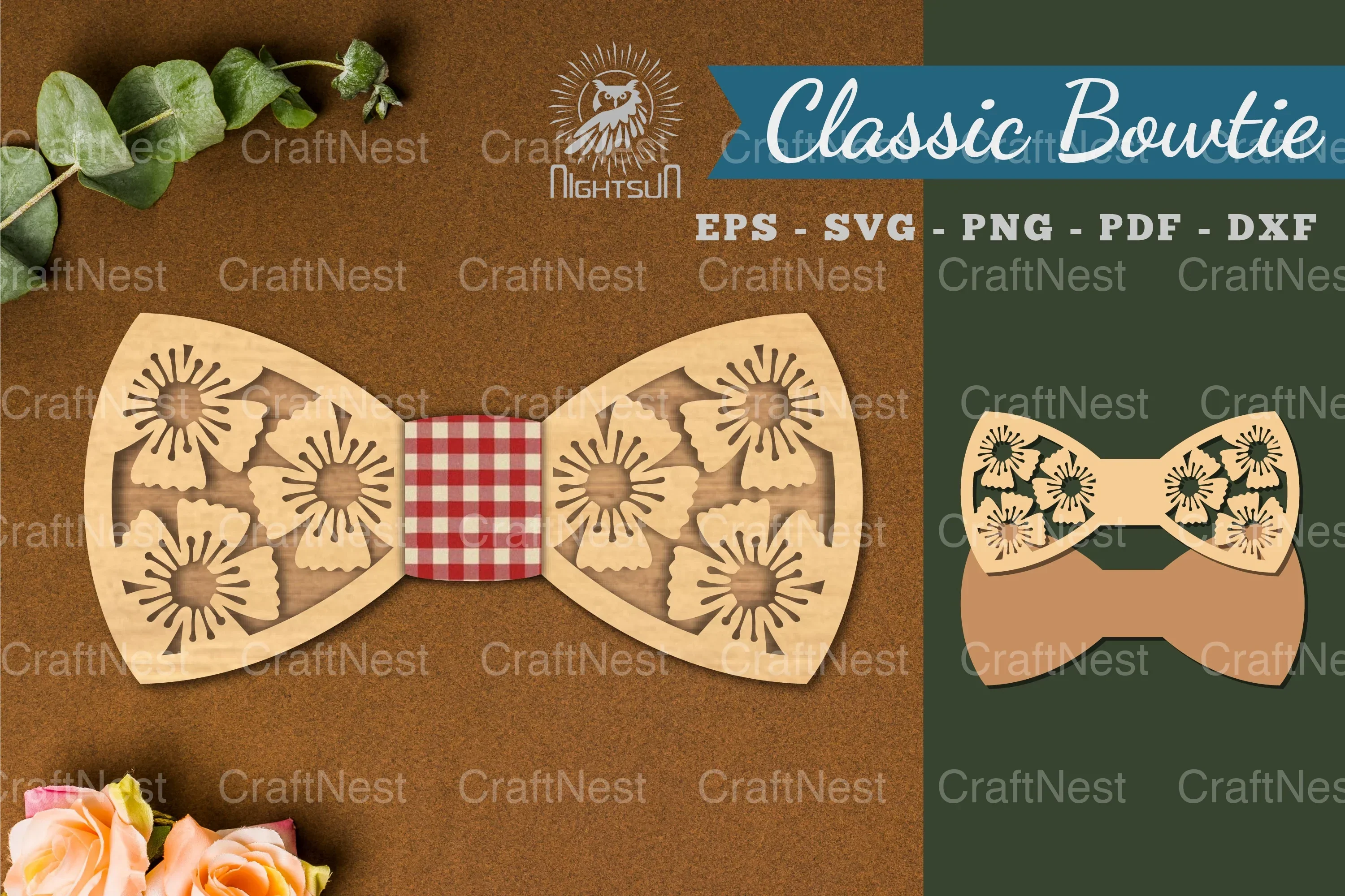 Flowers Laser Cut Bowtie SVG Bundle