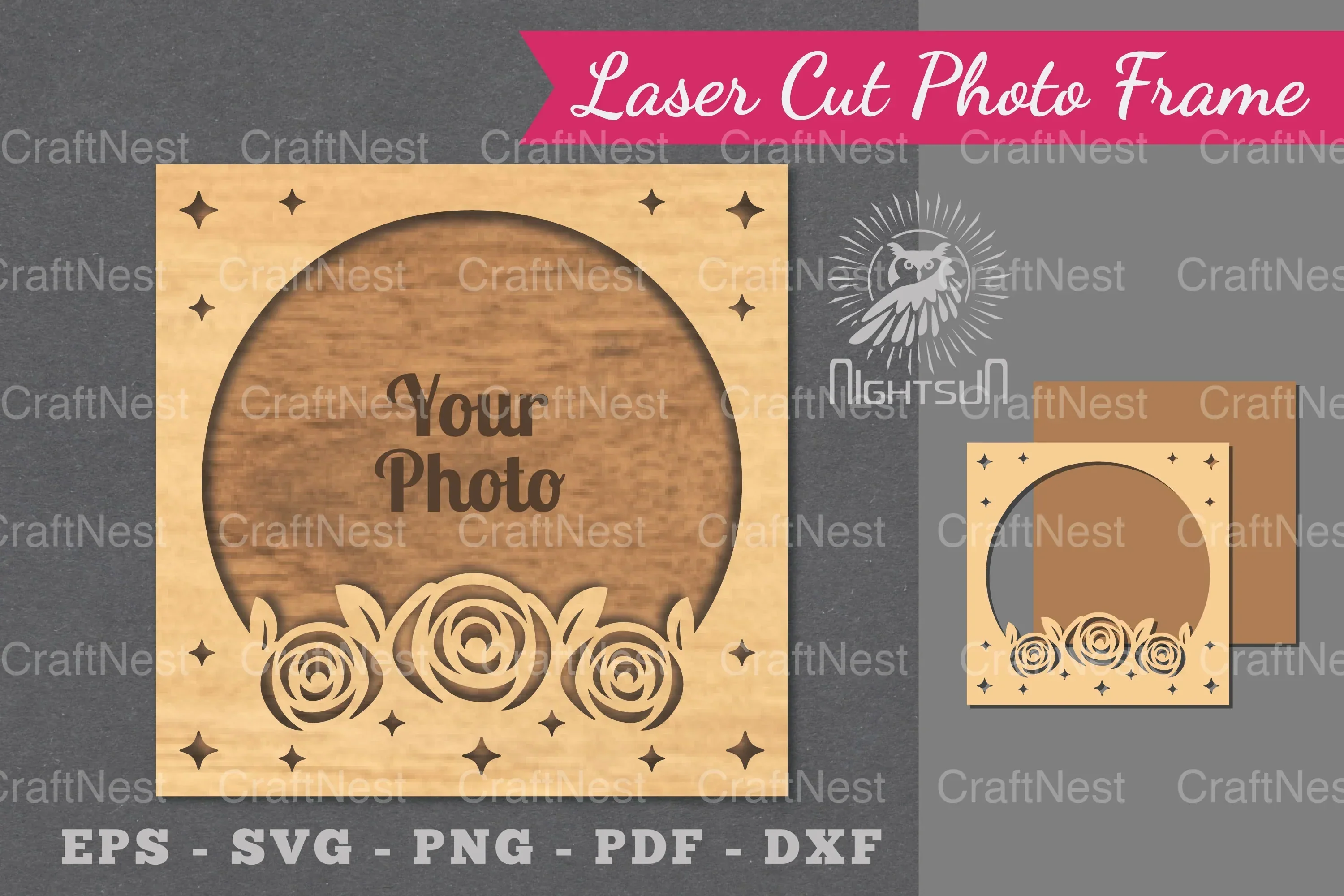 Flowers Laser Cut Photo Frame Clipart Bundle