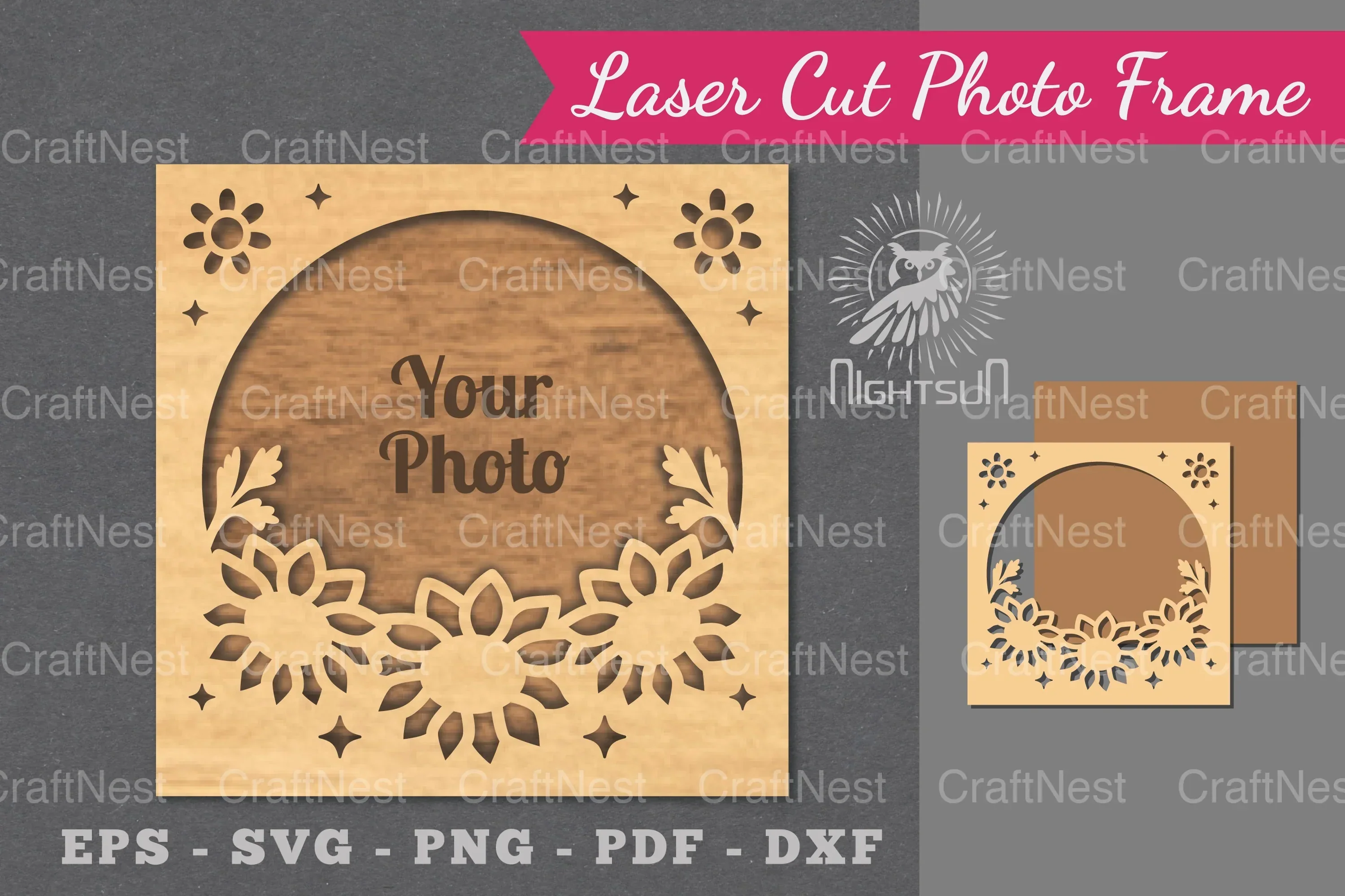 Flowers Laser Cut Photo Frame Clipart Bundle