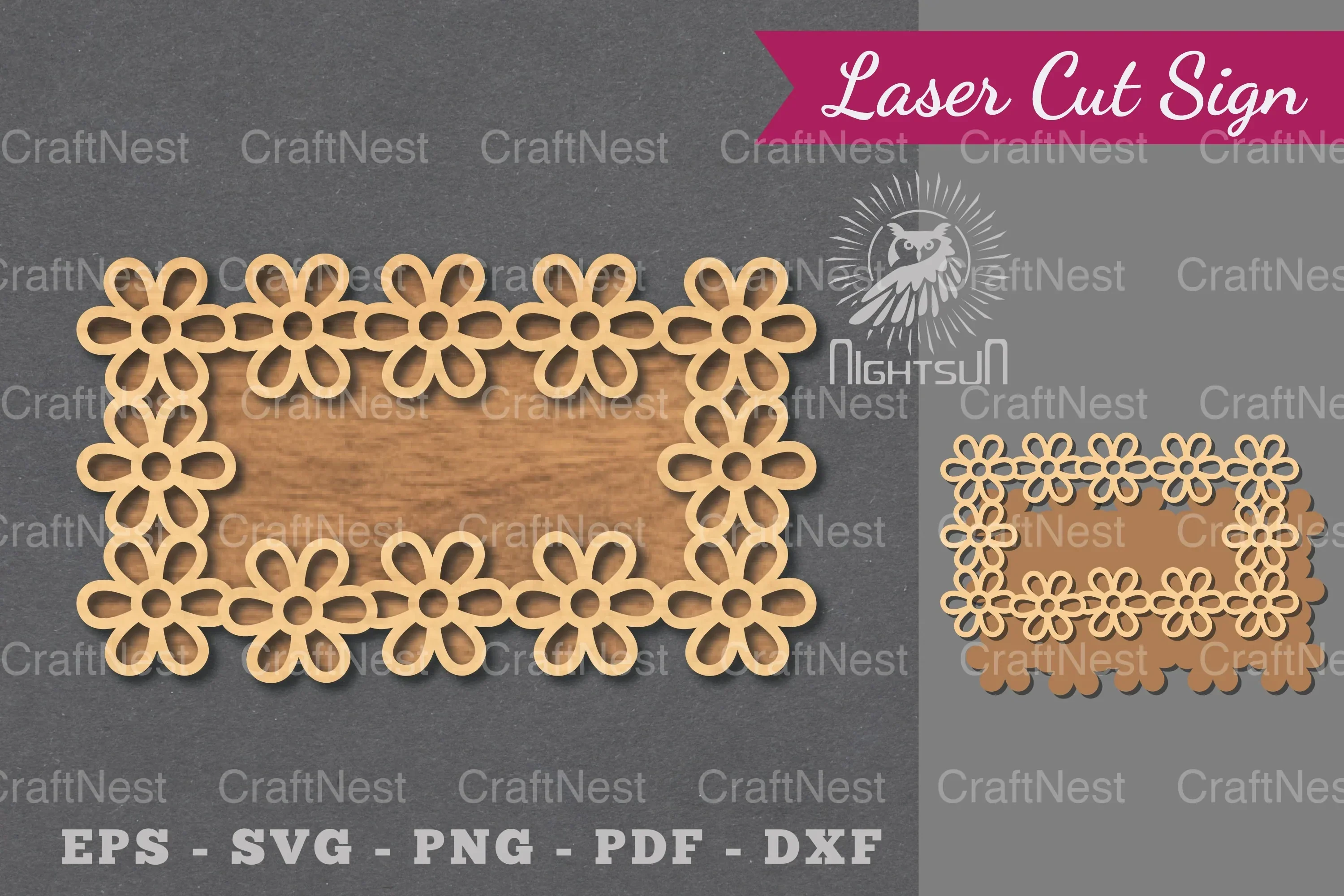 Flowers Laser Cut Sign Clipart Bundle