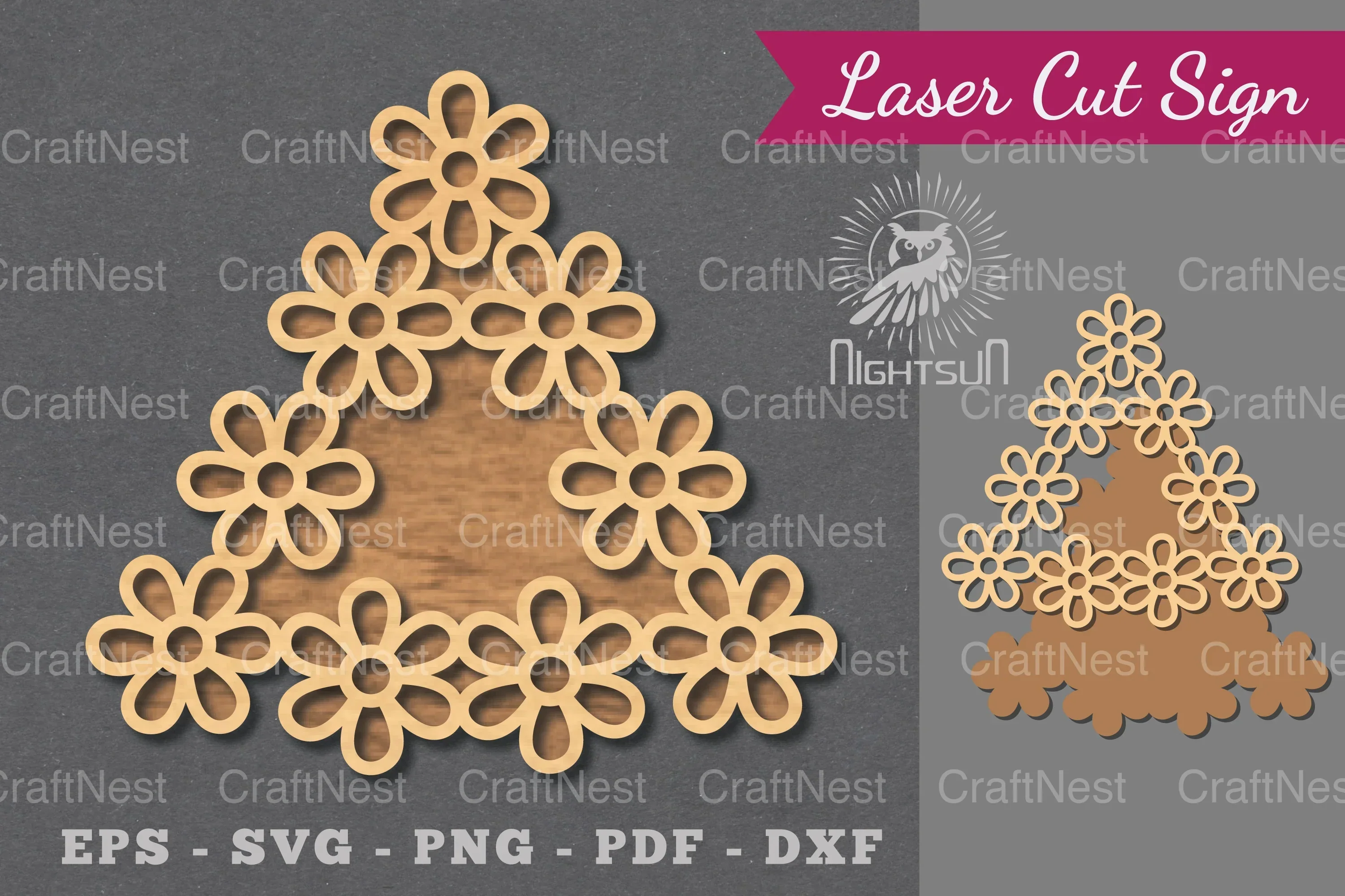 Flowers Laser Cut Sign Design Bundle