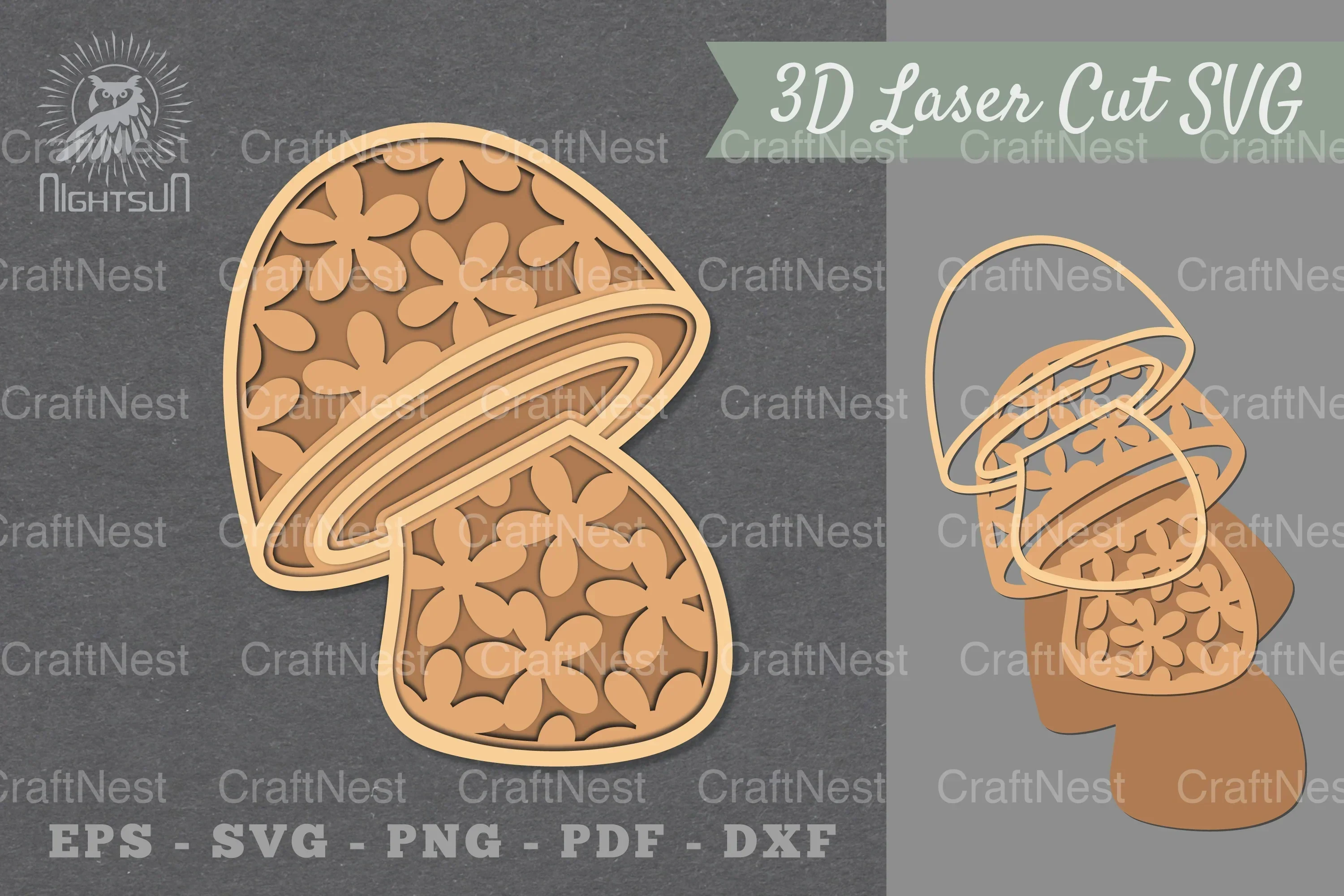 Flowers Mushroom Lasercut Decoration Clipart Bundle