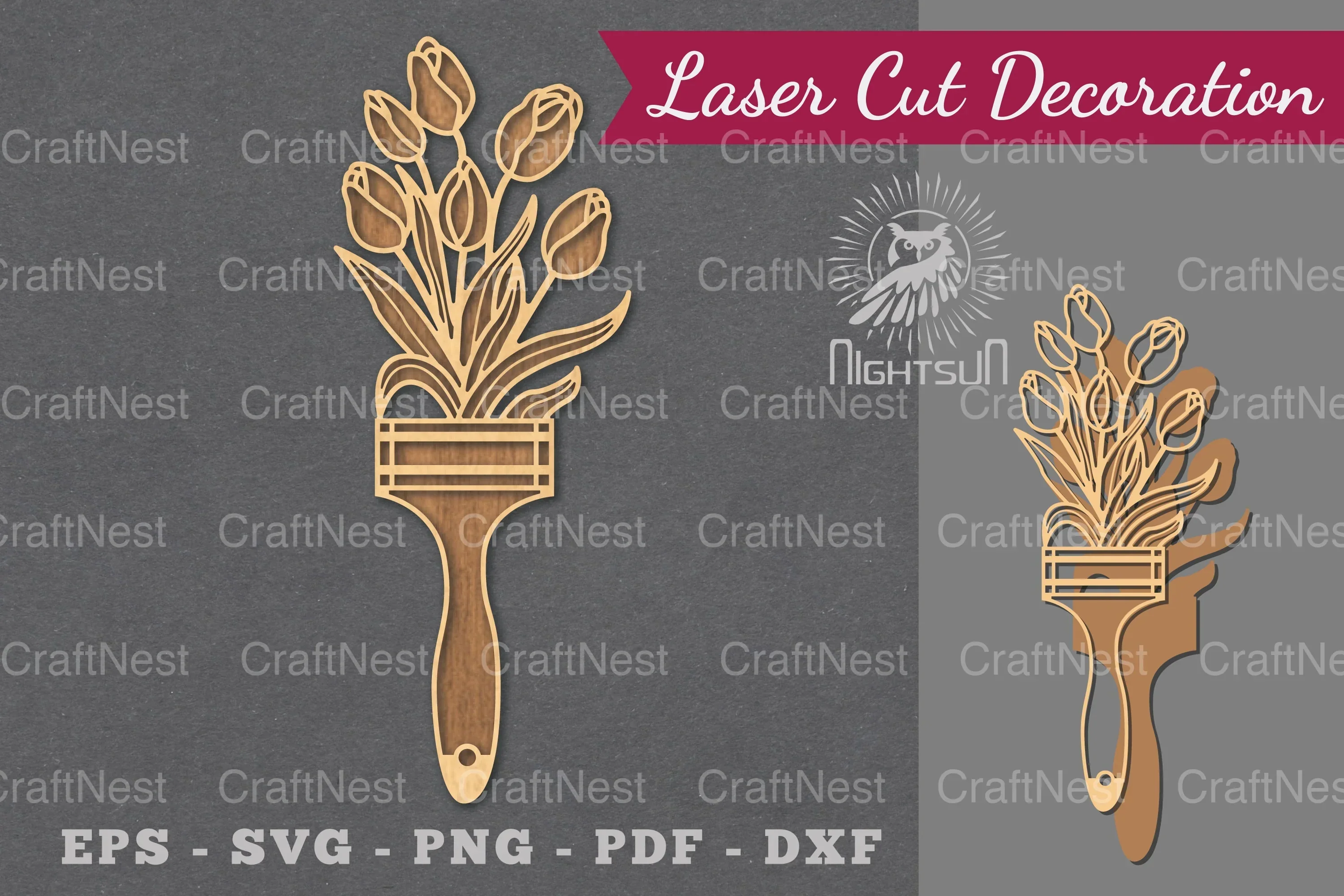 Flowers Paintbrush Laser Cut Decoration Clipart Bundle