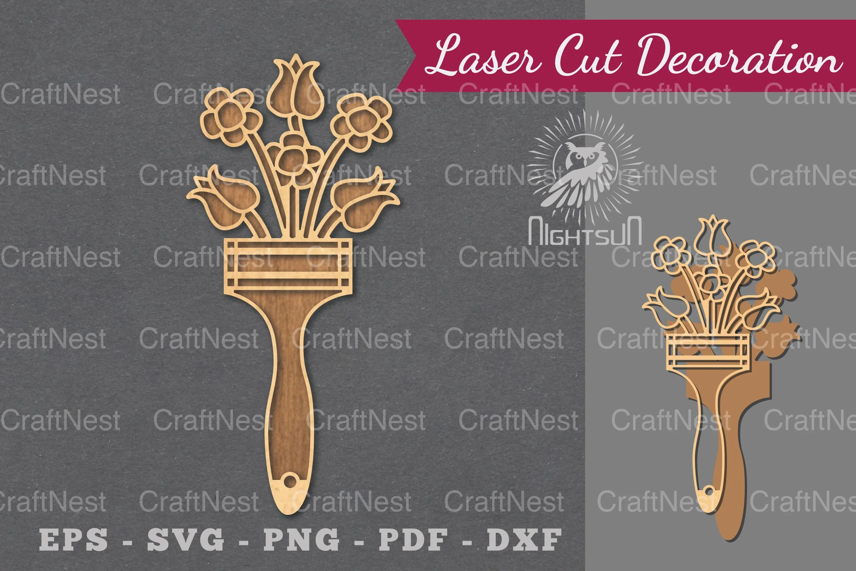 Flowers Paintbrush Laser Cut Decoration Clipart Bundle