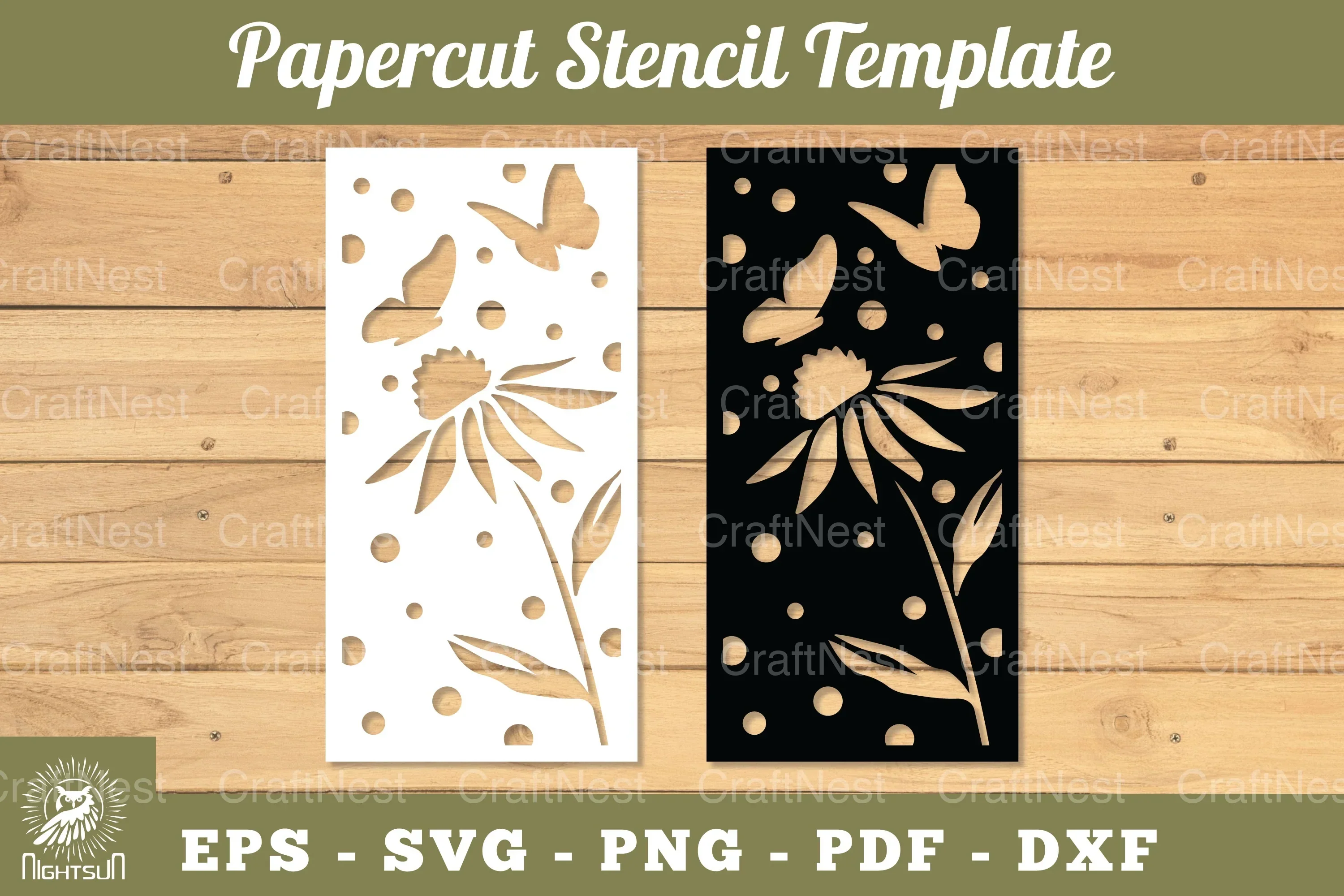 Flowers Papercut Stencil Clipart Bundle