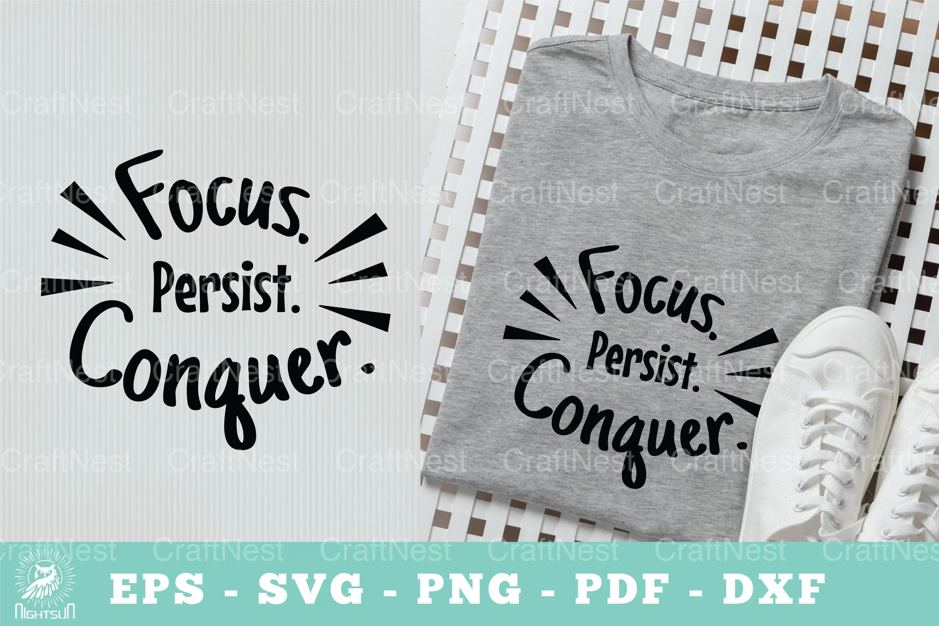 Focus Persist Conquer Motivational SVG Bundle