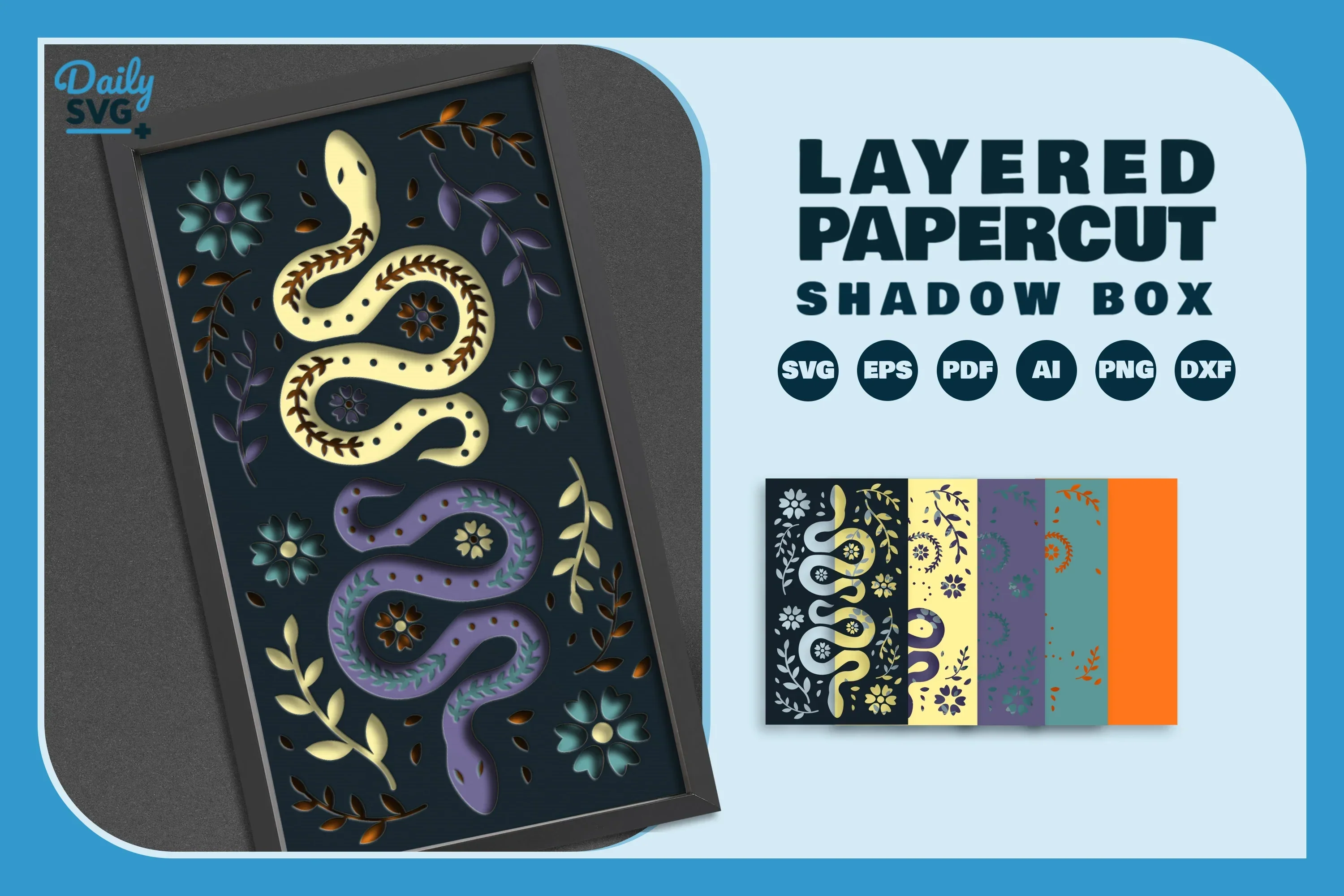 Folk Art Snake Papercut SVG Bundle - Image 2