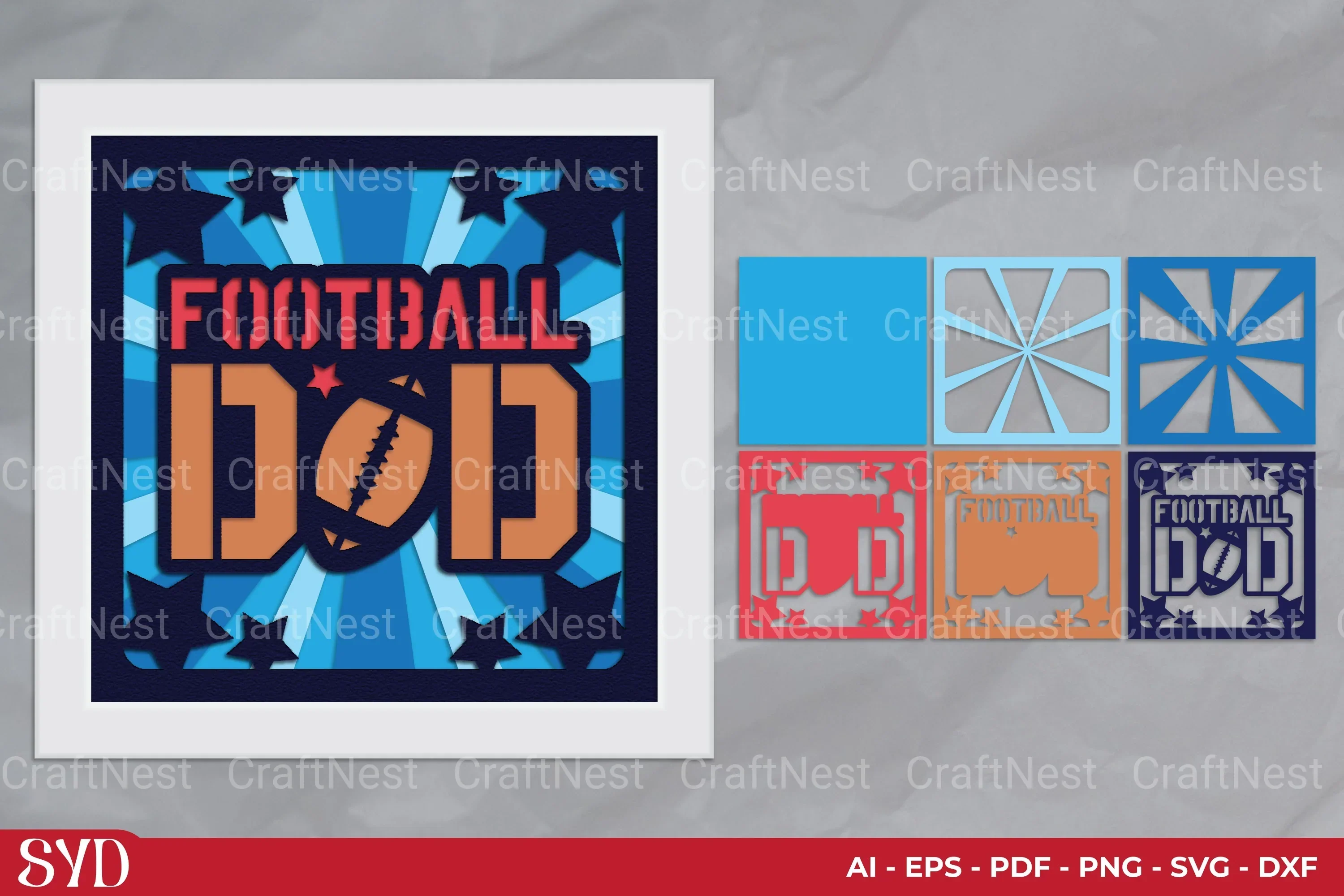 Football Dad 3D Layered Papercut SVG Bundle