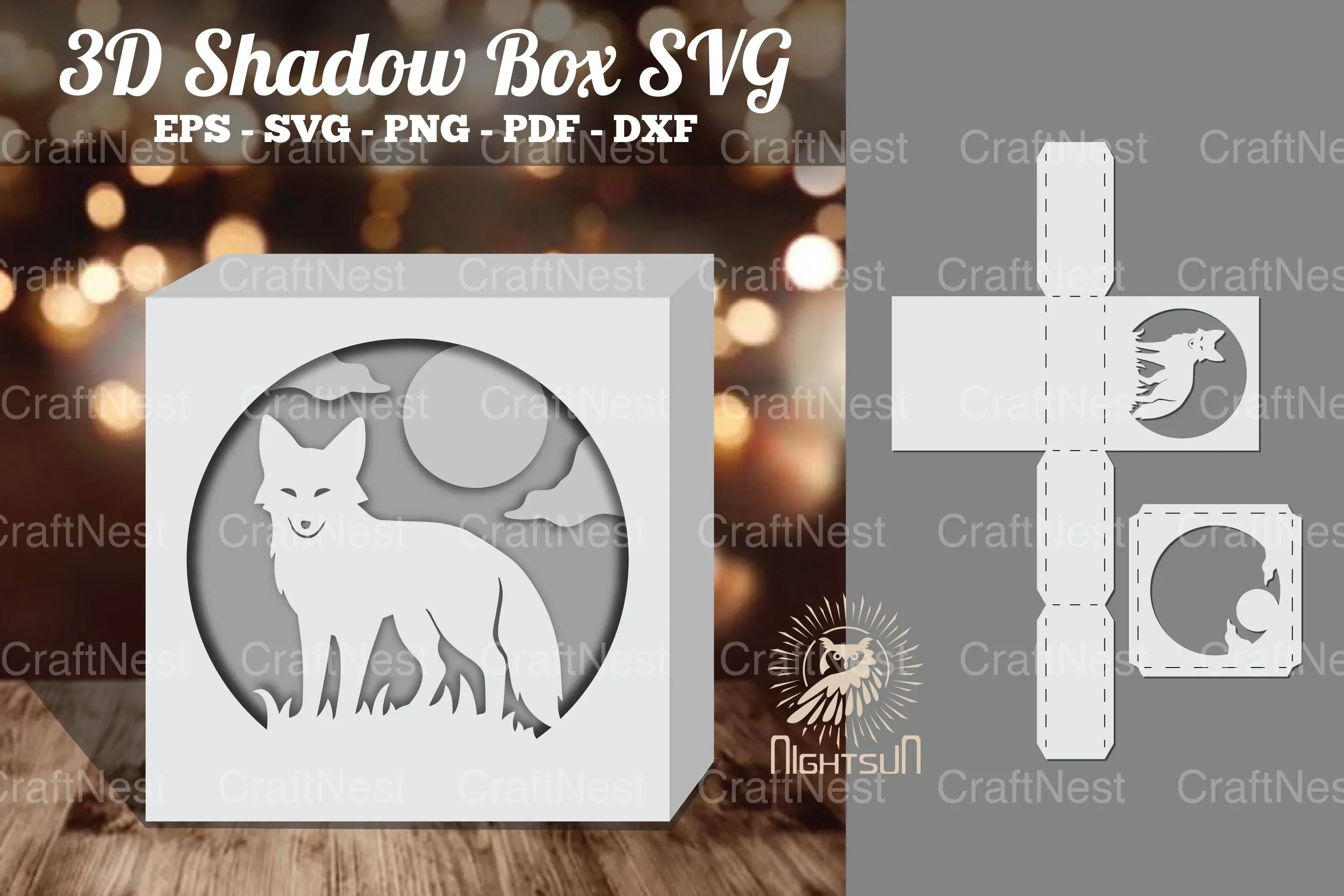 Fox 3D Papercut Shadow Box Clipart Bundle