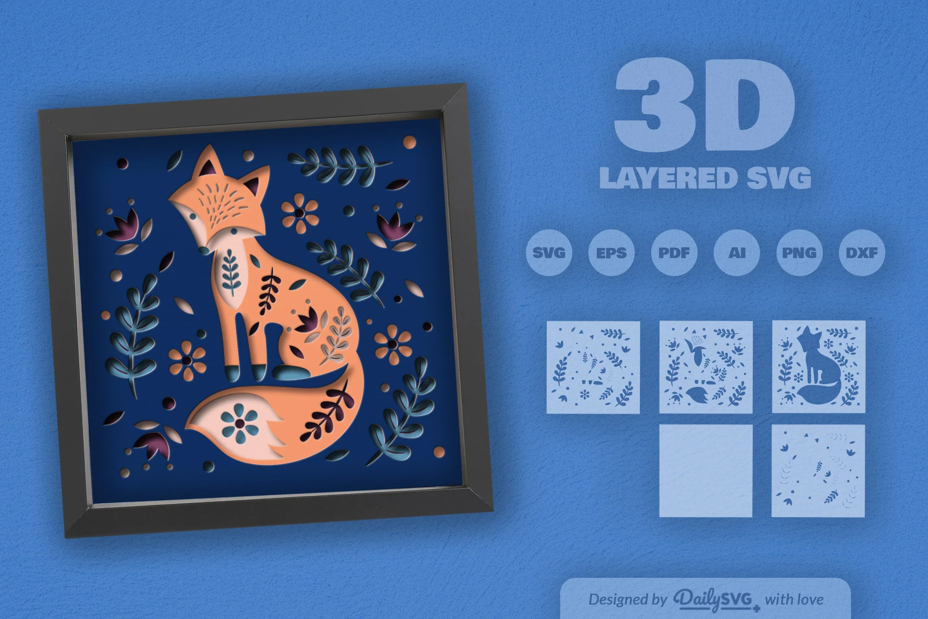 Fox Folk Art Papercut SVG Bundle - Image 2
